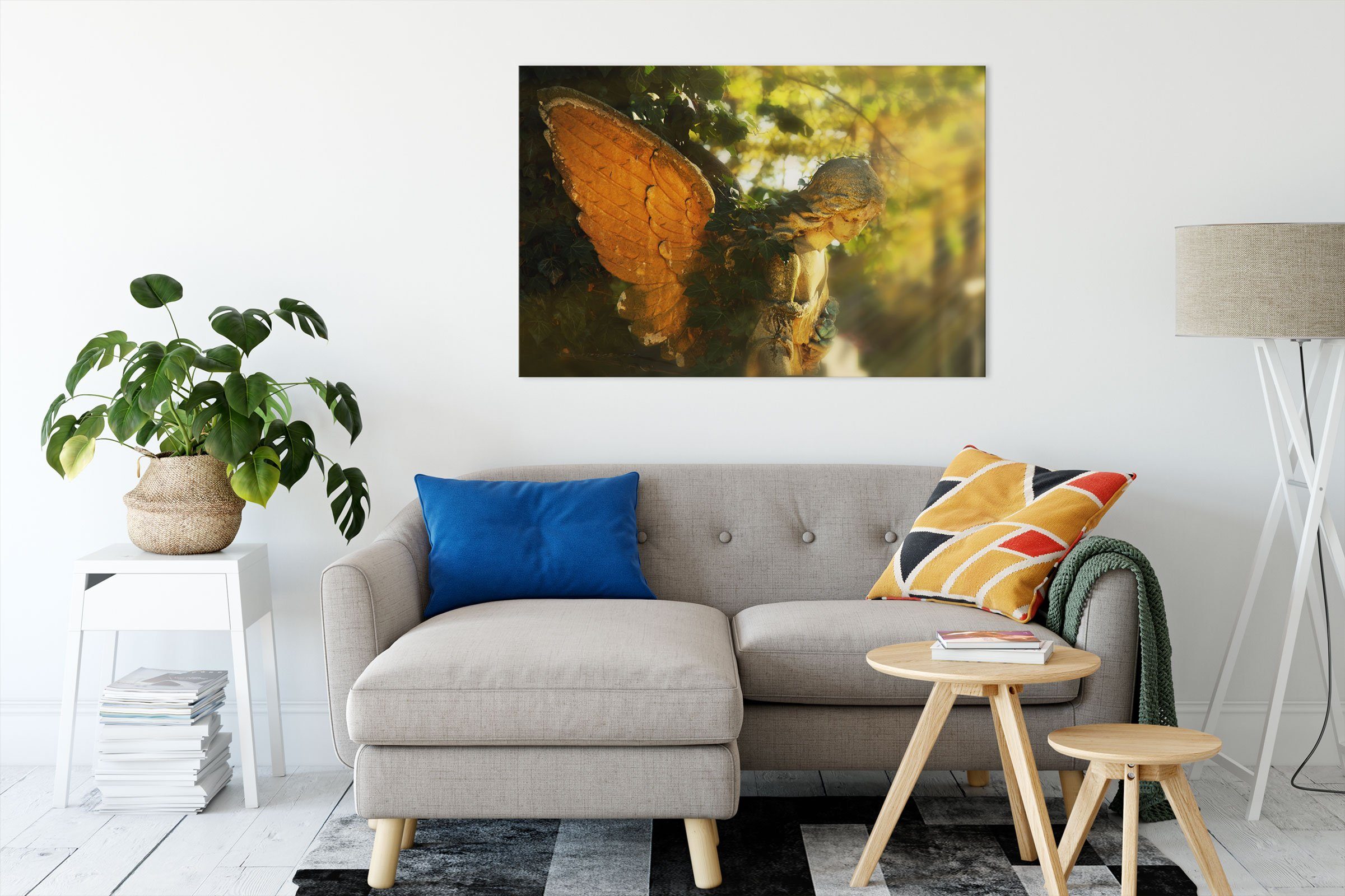 Pixxprint Leinwandbild Goldenen Engel im Sonnenlicht, günstig online kaufen