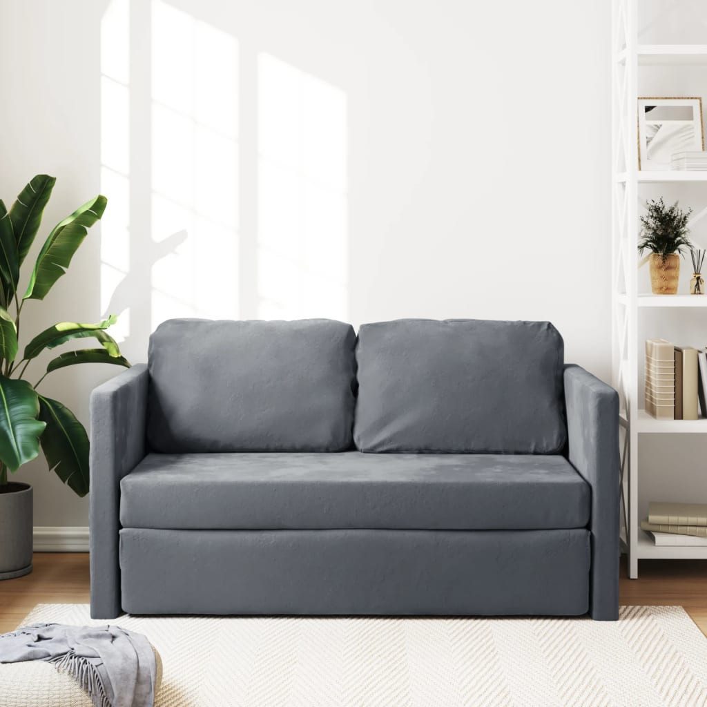 vidaXL Sofa Bodensofa mit Schlaffunktion Dunkelgrau 122x204x55 cm Samt günstig online kaufen