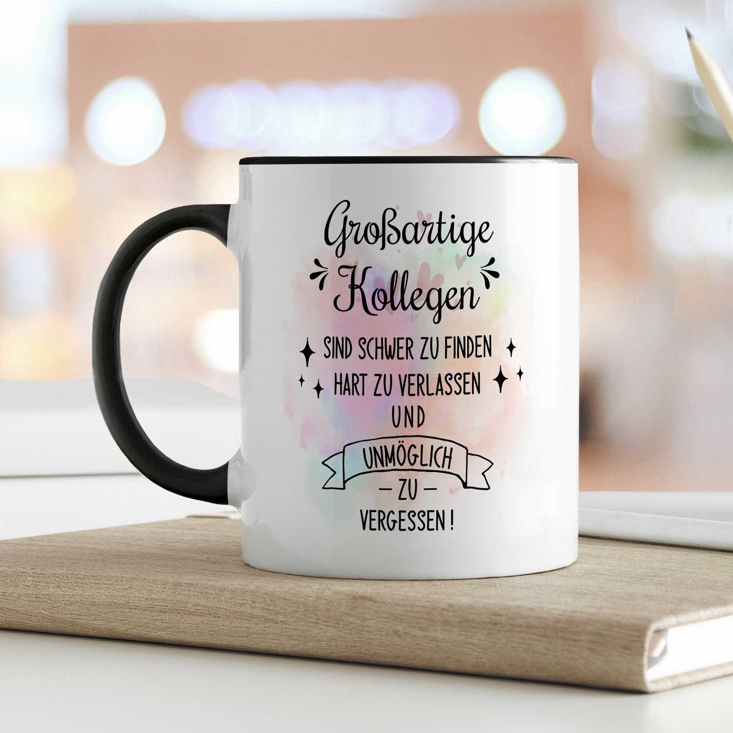 GRAVURZEILE Tasse mit Spruch - Großartige Kollegen - Abschiedsgeschenk für die Kollegen, Keramik, Farbe: Schwarz & Weiß