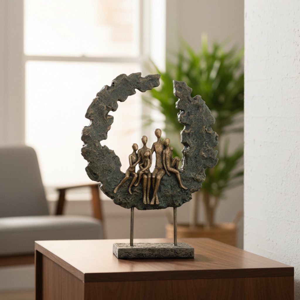MF Dekoobjekt Familienkreis Harmonia Skulptur Familie Grün Antik Gold Dekoration
