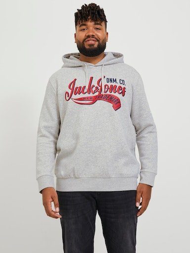 & HOOD 23/24 SWEAT Kapuzensweatshirt white COL JJELOGO 2 NOOS PlusSize Jones melange Jack PLS