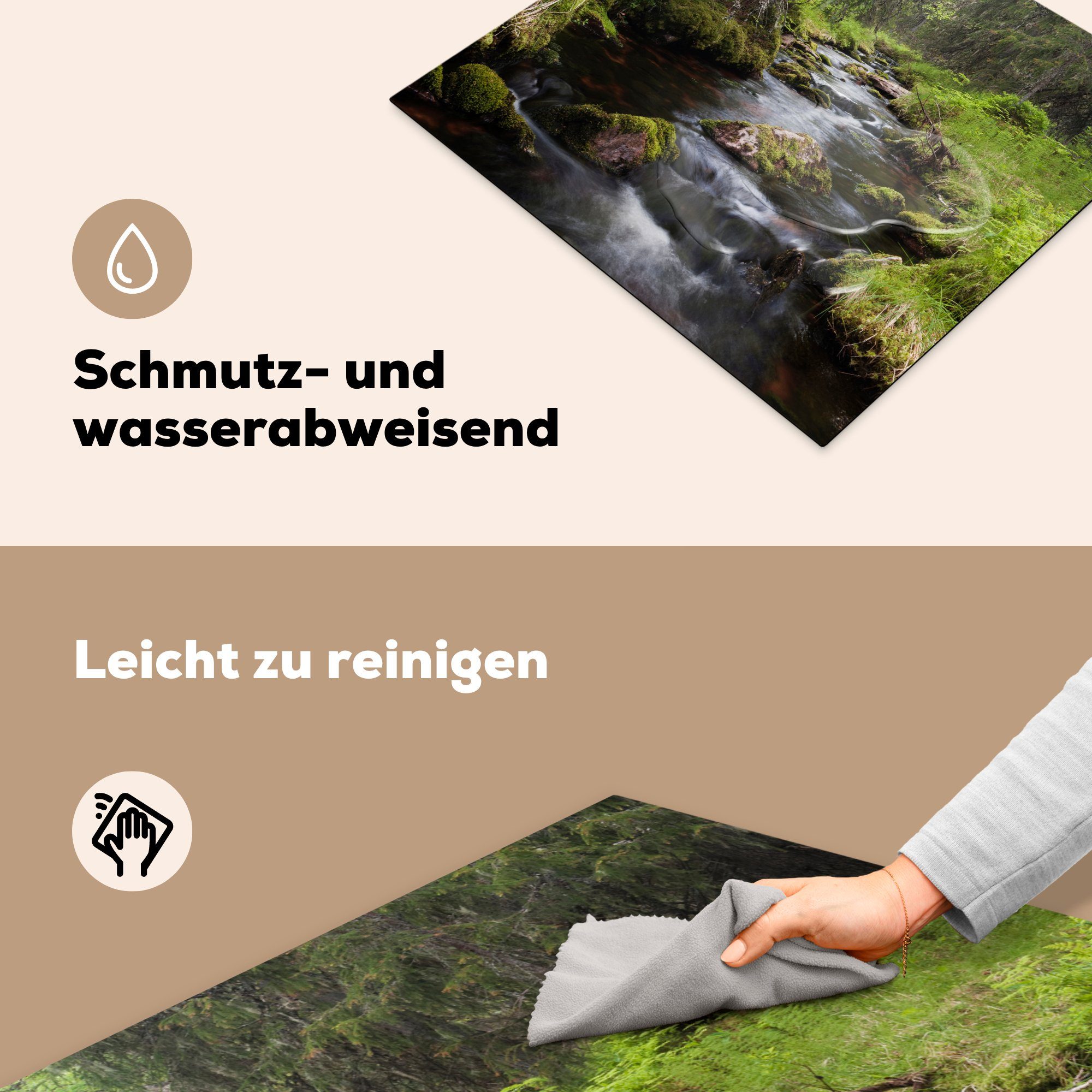 MuchoWow Herdblende-/Abdeckplatte Fluss mit küche, tlg), Schweden, Fulufjället-Nationalpark cm, 59x52 für Vinyl, Felsblöcken Induktionsmatte (1 die in Ceranfeldabdeckung im