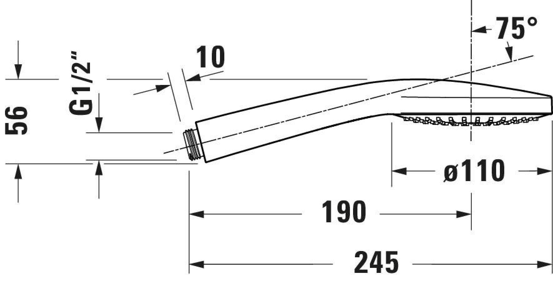 Duravit Badarmatur Handbrause 1jet 110 Duschbrause Duschkopf Regendusche Silikonnoppen zur einfachen Reinigung