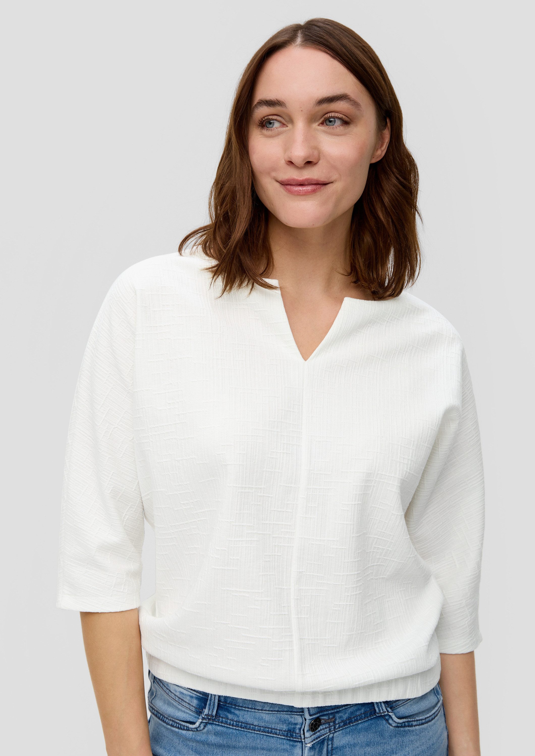 s.Oliver 3/4-Arm-Shirt T-Shirt Jerseyshirt mit O-Shape und Musterstruktur