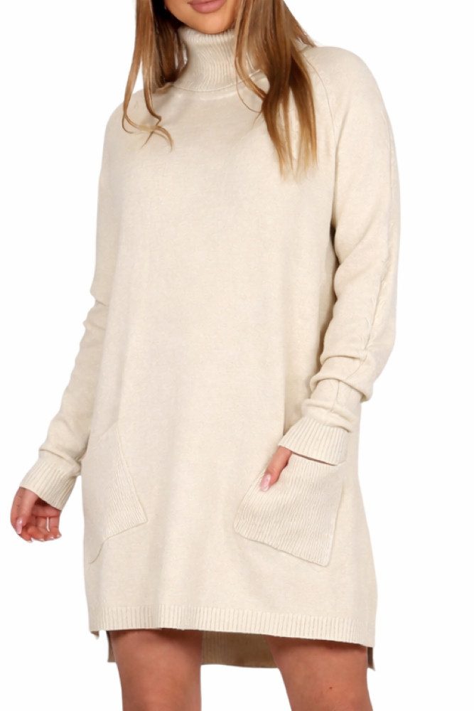 Mississhop Strickkleid Damen Strickkleid A-Linien Kleid mit Rollkragen und günstig online kaufen