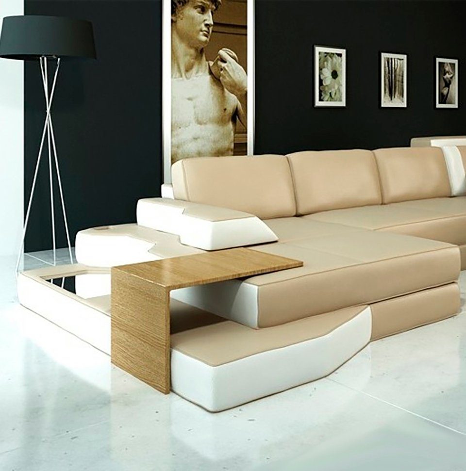 Couch Wohlandschaft Form JVmoebel Ecksofa, Leder U Design Sofa Ecksofa Textil Big XXL