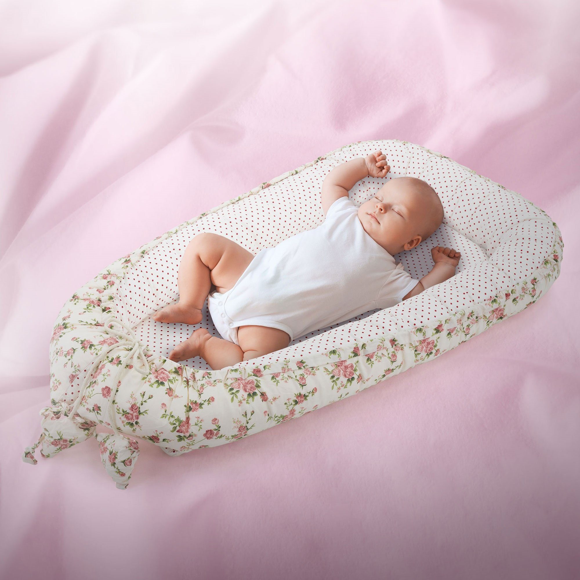 Joyz Babybett Babynest Babynestchen Kokon Baby Nest Babybett Neugeborene Kuschelnest, Weiß 90x50cm Baumwolle zweiseitig antiallergisch Multifunktional