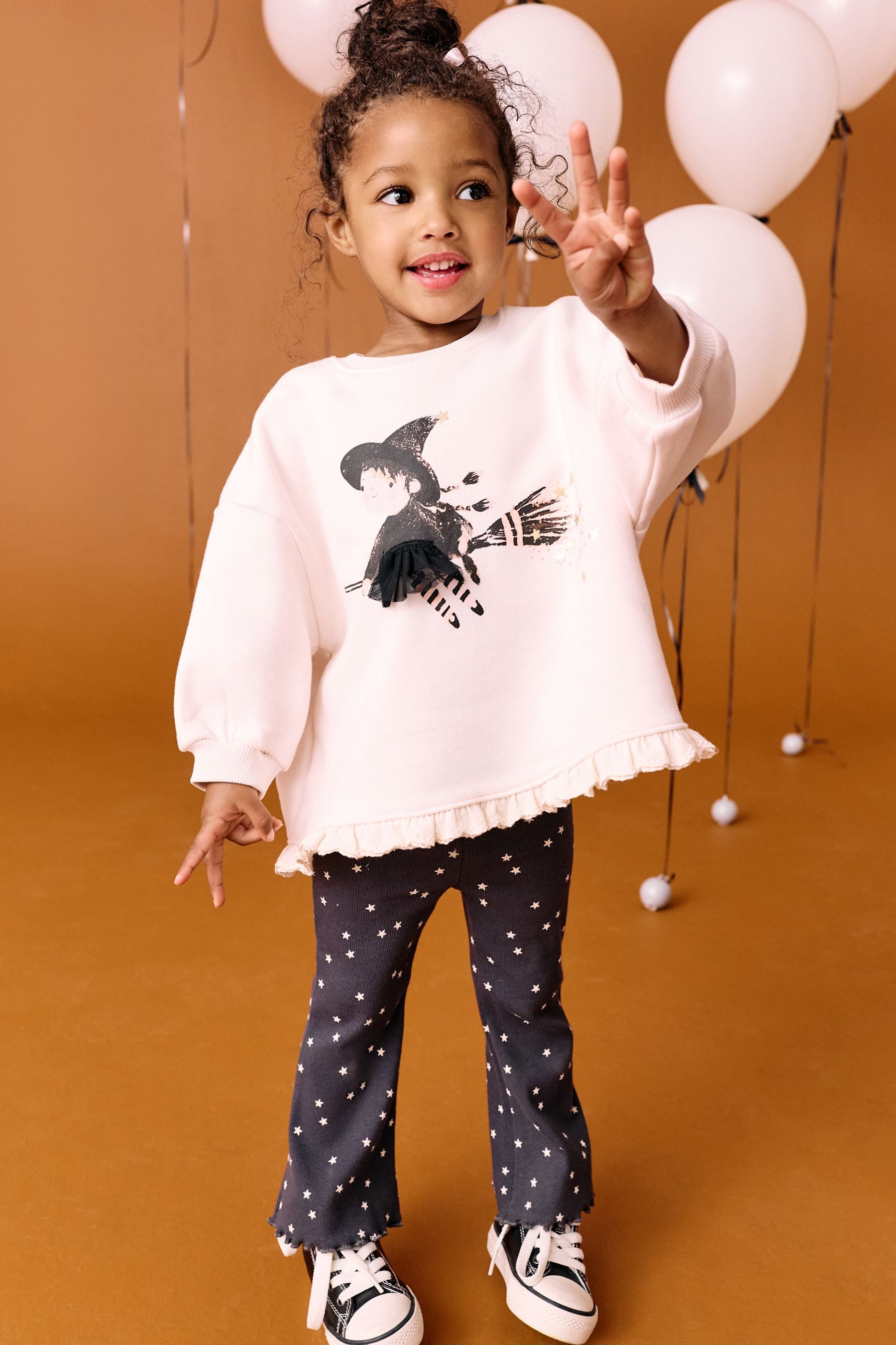 Next Top & Leggings Sweatshirt und Leggings mit Schlag (2-tlg)