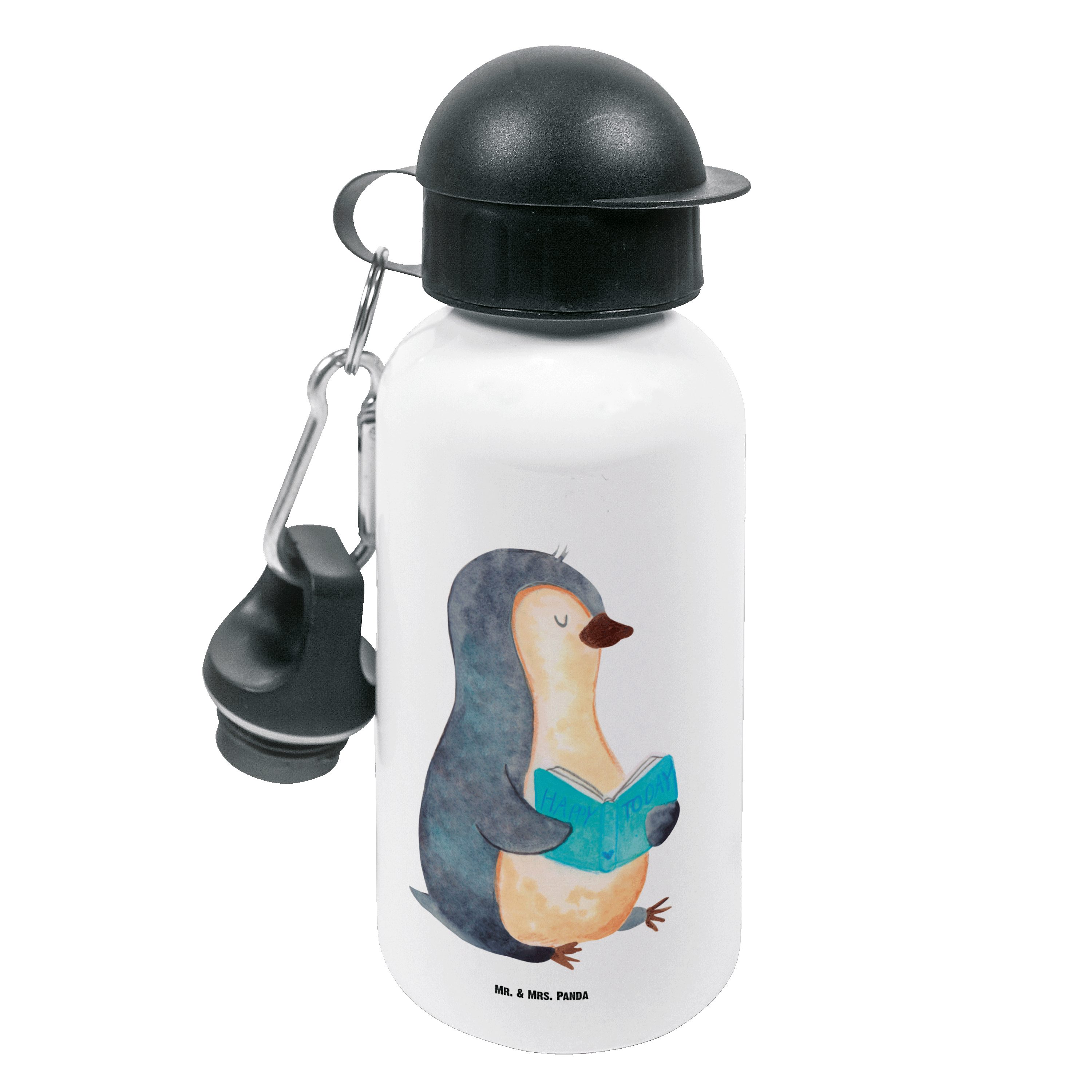 Pinguin Geschenk, Weiß & Panda Urlaub, Trinkflasche Mrs. Buch - Trinkflasche, - Mr. Kinderfl Lesen,