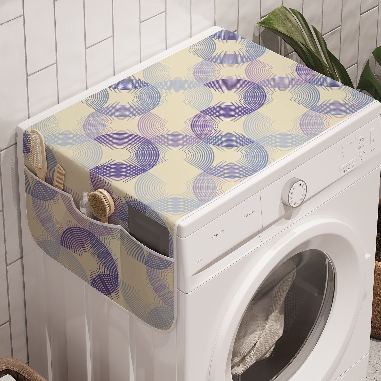 Discs Trockner, in Abakuhaus Anti-Rutsch-Stoffabdeckung Retro und Abstrakt lila Tönen Waschmaschine für Badorganizer