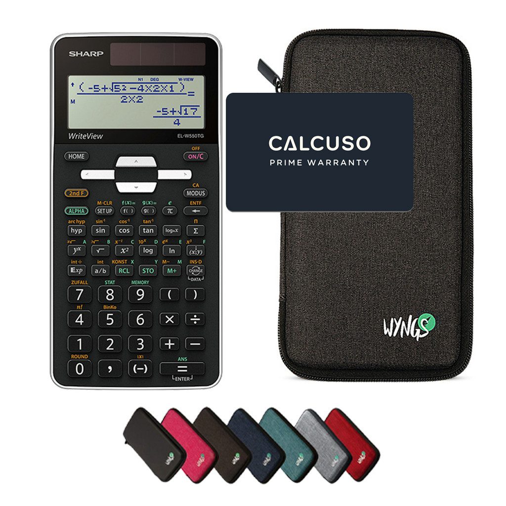 Sharp Taschenrechner Sharp EL-W550TG inkl. WYNGS Schutztasche Dunkelgrau