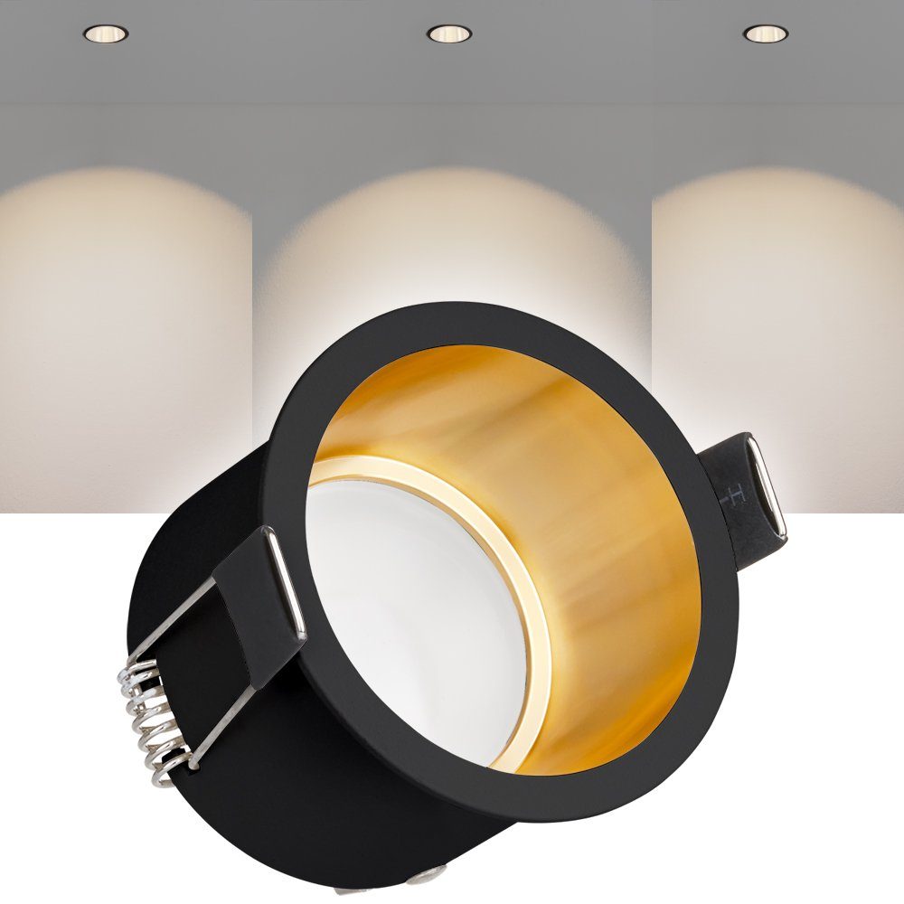 LED Markenstrahler / Set Gold LED mit 10er Einbaustrahler GU10 Schwarz Einbaustrahler LEDANDO LED