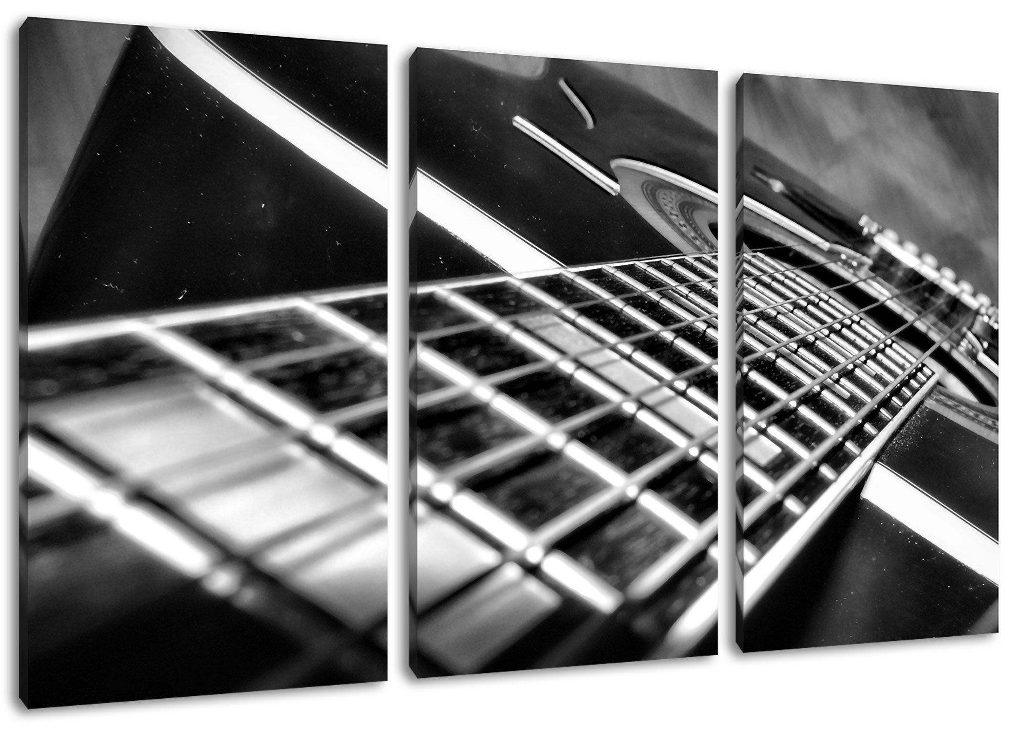 Pixxprint Leinwandbild Gitarrensaiten, Gitarrensaiten 3Teiler (120x80cm) (1 St), Leinwandbild fertig bespannt, inkl. Zackenaufhänger