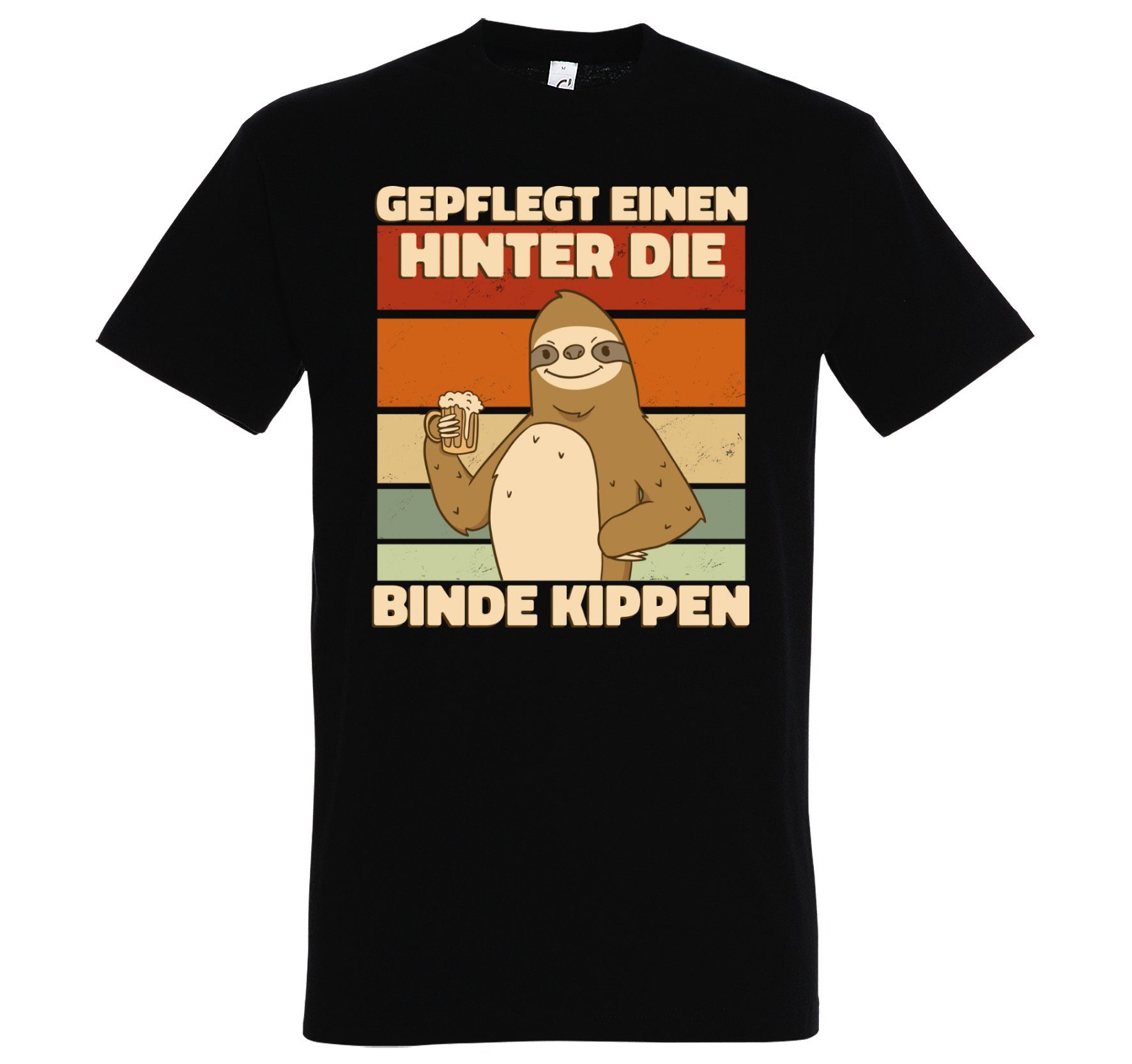 Youth Designz Print-Shirt Herren T-Shirt GEPFLEGT EINEN HINTER DIE BINDE KIPPEN mit lustigem Spruch und Fun-Look Print Schwarz