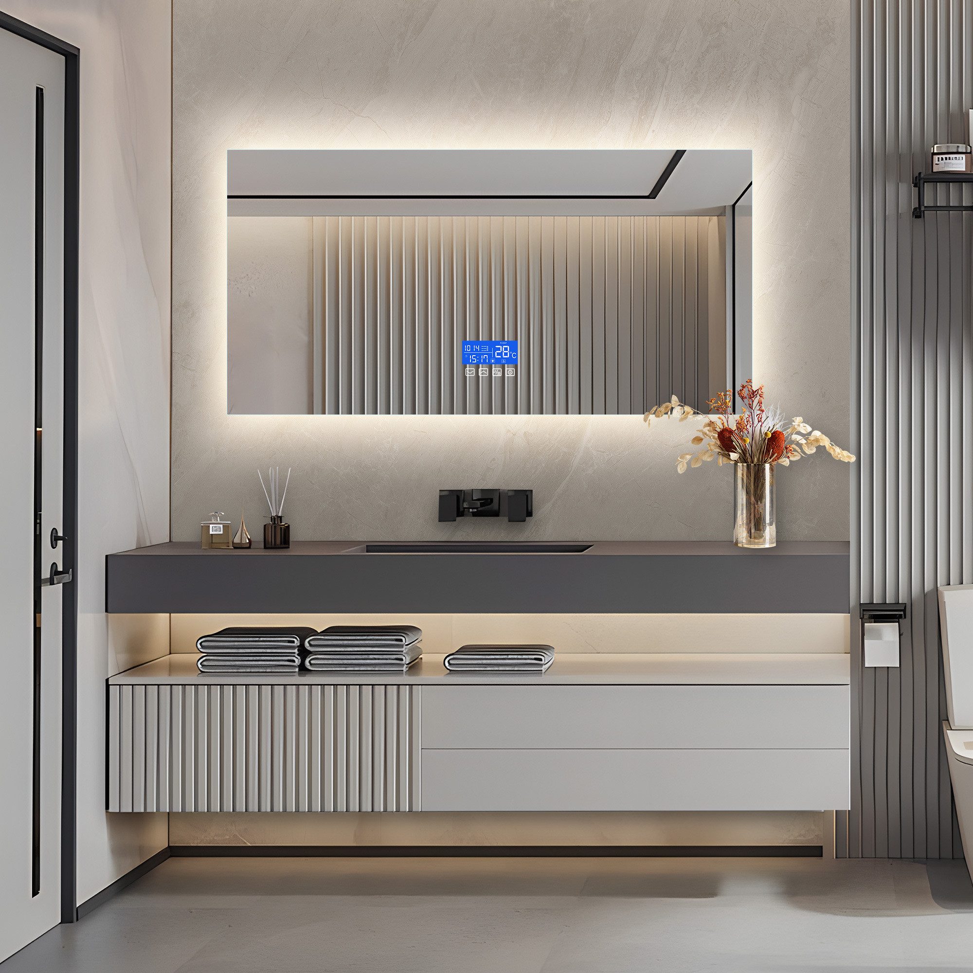 PXloue Badezimmerspiegelschrank Spiegel mit LED-Beleuchtung und multifunkti günstig online kaufen