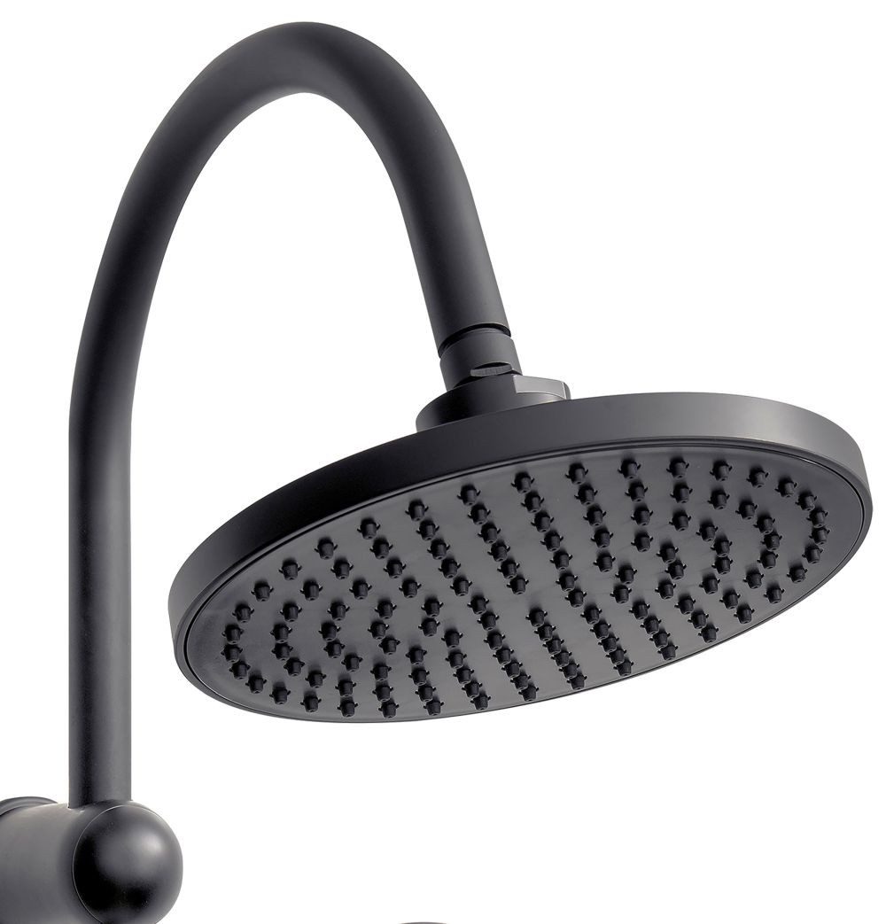 Vereg Duschsystem NERO, 1 Strahlart(en), Duschsäule in schwarz inklusive Kopf- und Handbrause, rund