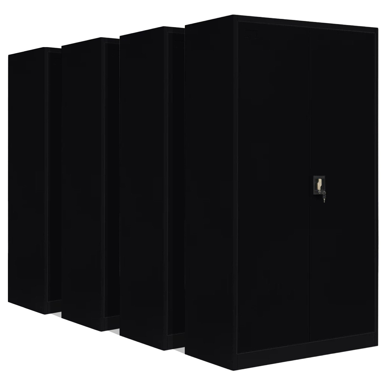 LagerZwei Aktenschrank Stahlschrank 195x100x50 cm (4-St) 3-fach verriegelt, 4 Böden, bis 60 Ordner, Flügeltüren 130°