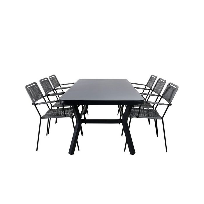 ebuy24 Garten-Essgruppe Virya Gartenset Tisch 100x200cm und 6 Stühle Armle