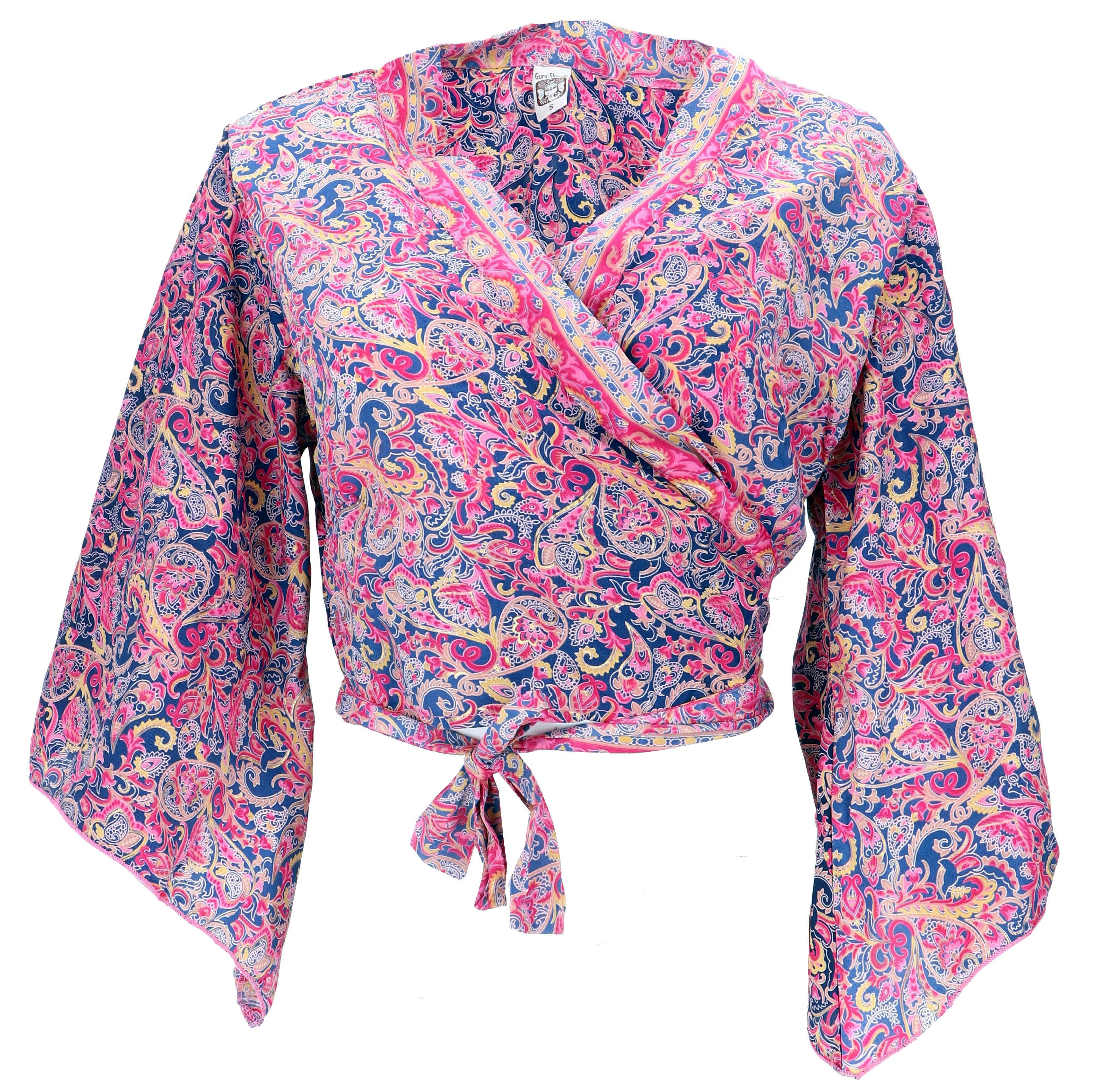 Guru-Shop Longbluse Kurztop, Boho Blusentop, Wickeltop, Wickelbluse.. alter günstig online kaufen