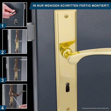 Alpertec Türbeschlag Türbeschlag Langschild Messing poliert für Zimmertüren BB (1 St), Messing poliert