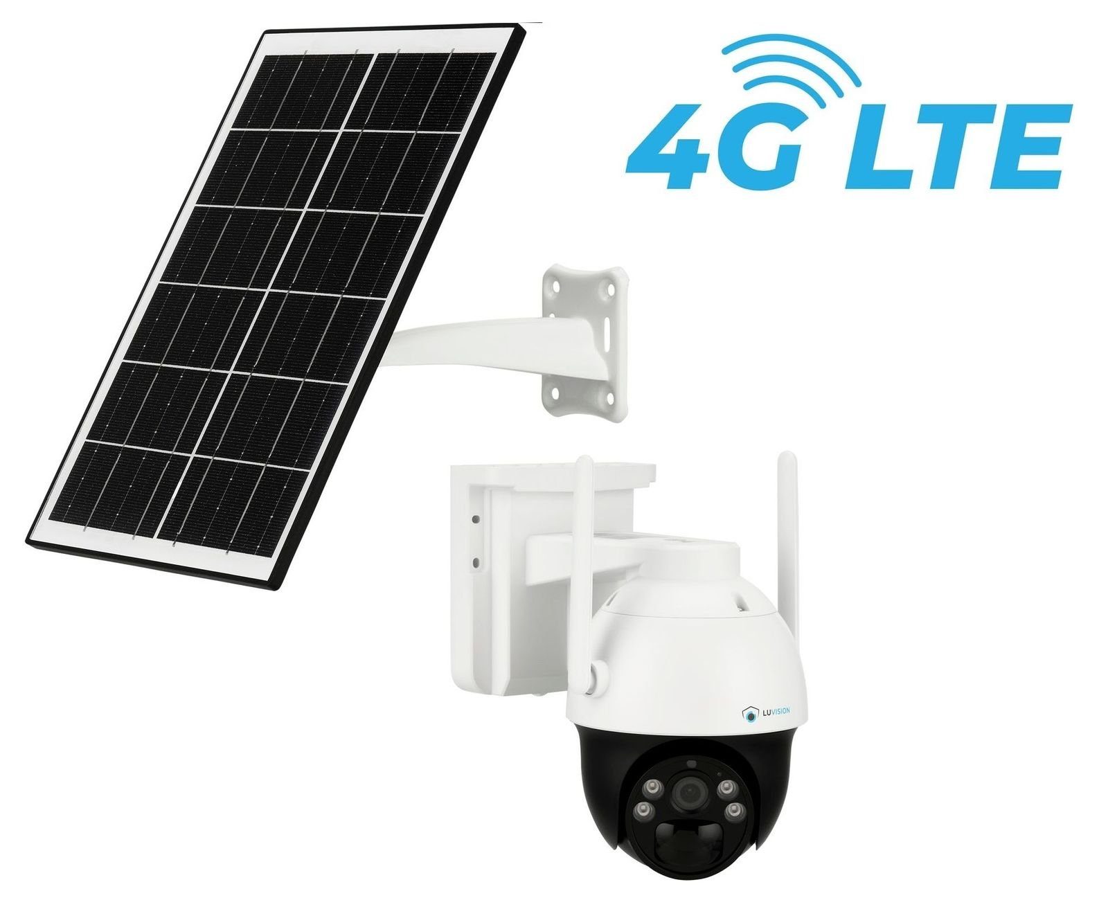 LUVISION LV-G-2033 Überwachungskamera (Außenbereich, 1-tlg., 4G / LTE PTZ  Solar Überwachungskamera SIM Karte Solarkamera Mikrofon, Solarpanel, 2-Wege  Audio, PC Client & App, schwenkbar, Akku, Batterie)