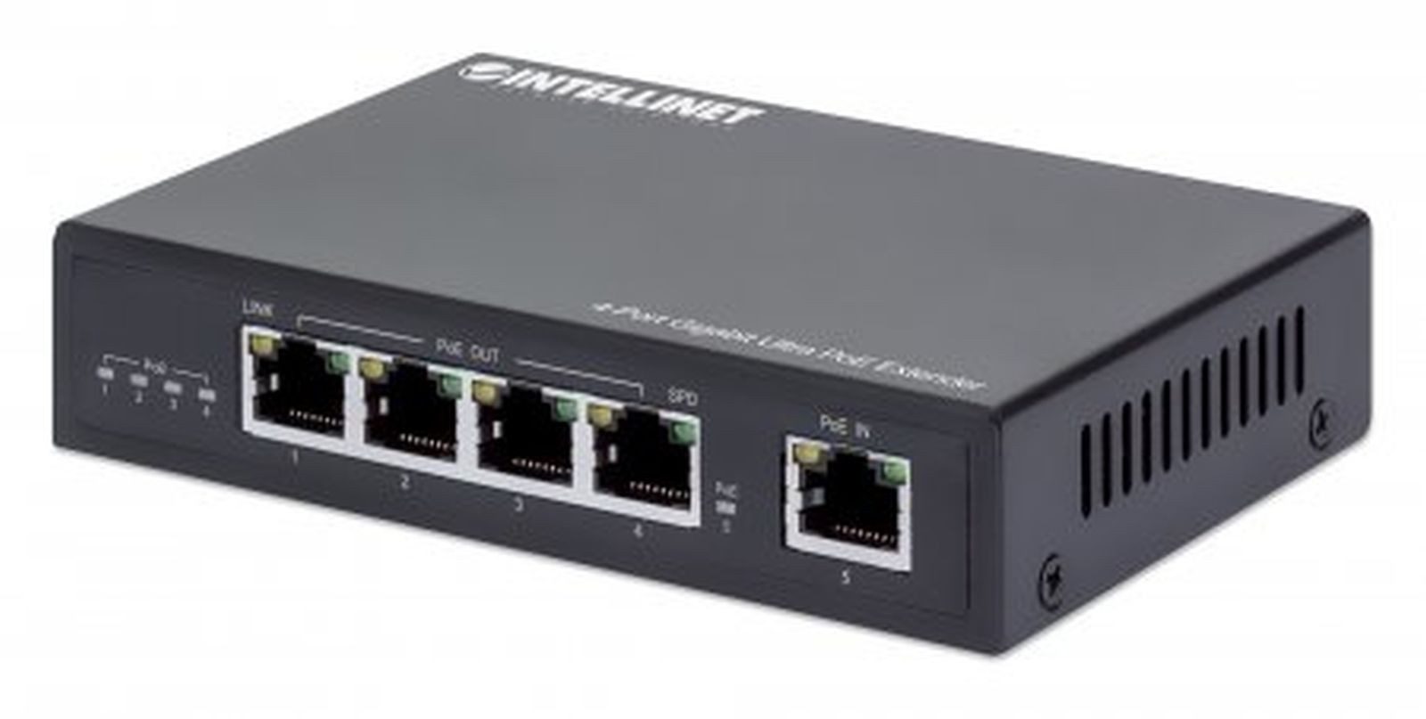 Intellinet 4-Port Gigabit Ultra PoE-Extender, Verlängert PoE-Reichweite um 100... Netzwerk-Switch