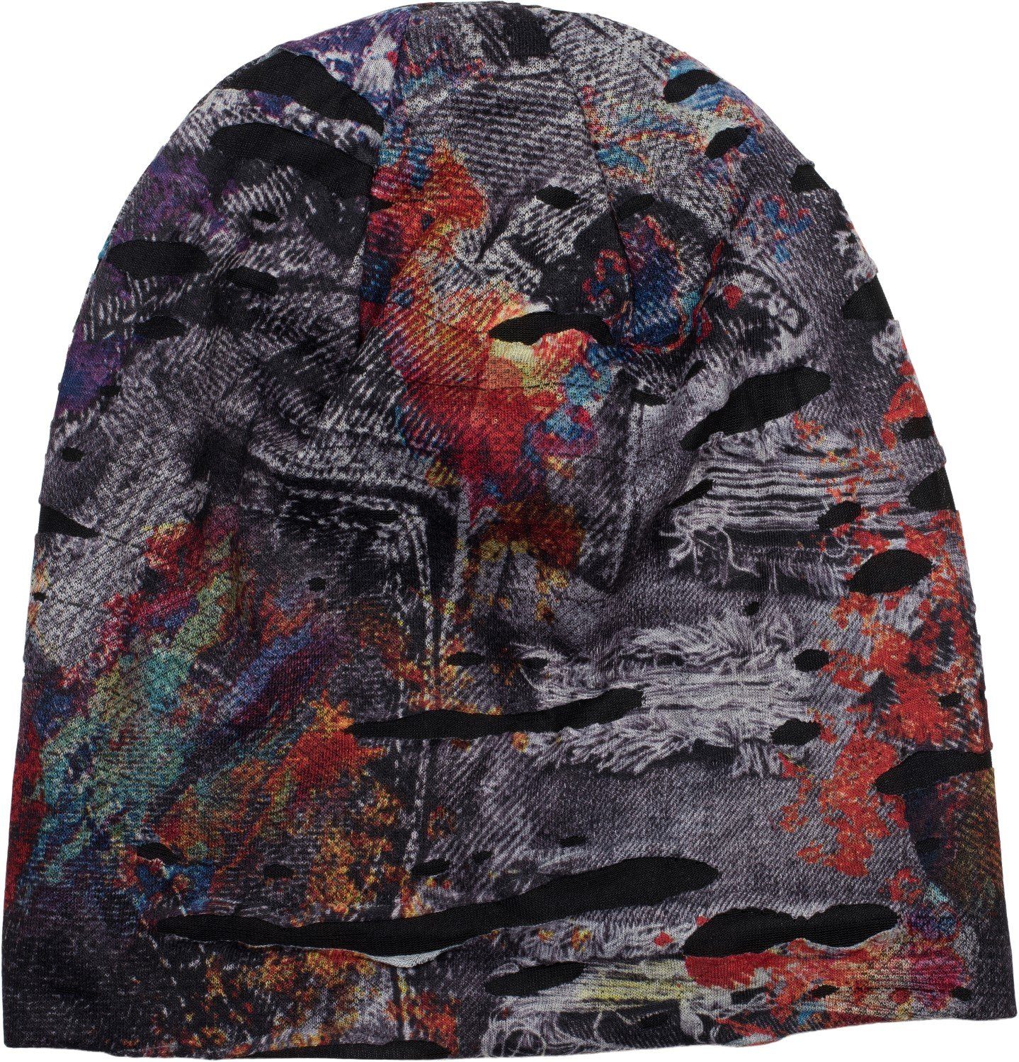 styleBREAKER Beanie Beanie mit Farbklecksen in Destroyed Optik (1-St)