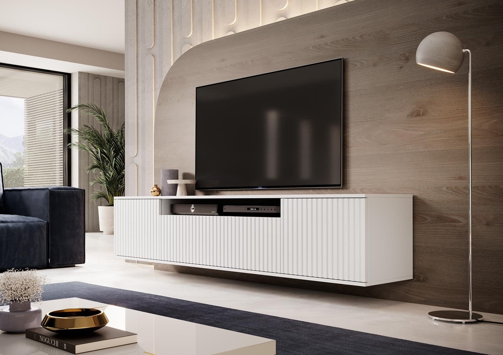 Compleo TV-Schrank 200 cm breit,Hängendes TV-Lowboard oder auf hohen Füßen