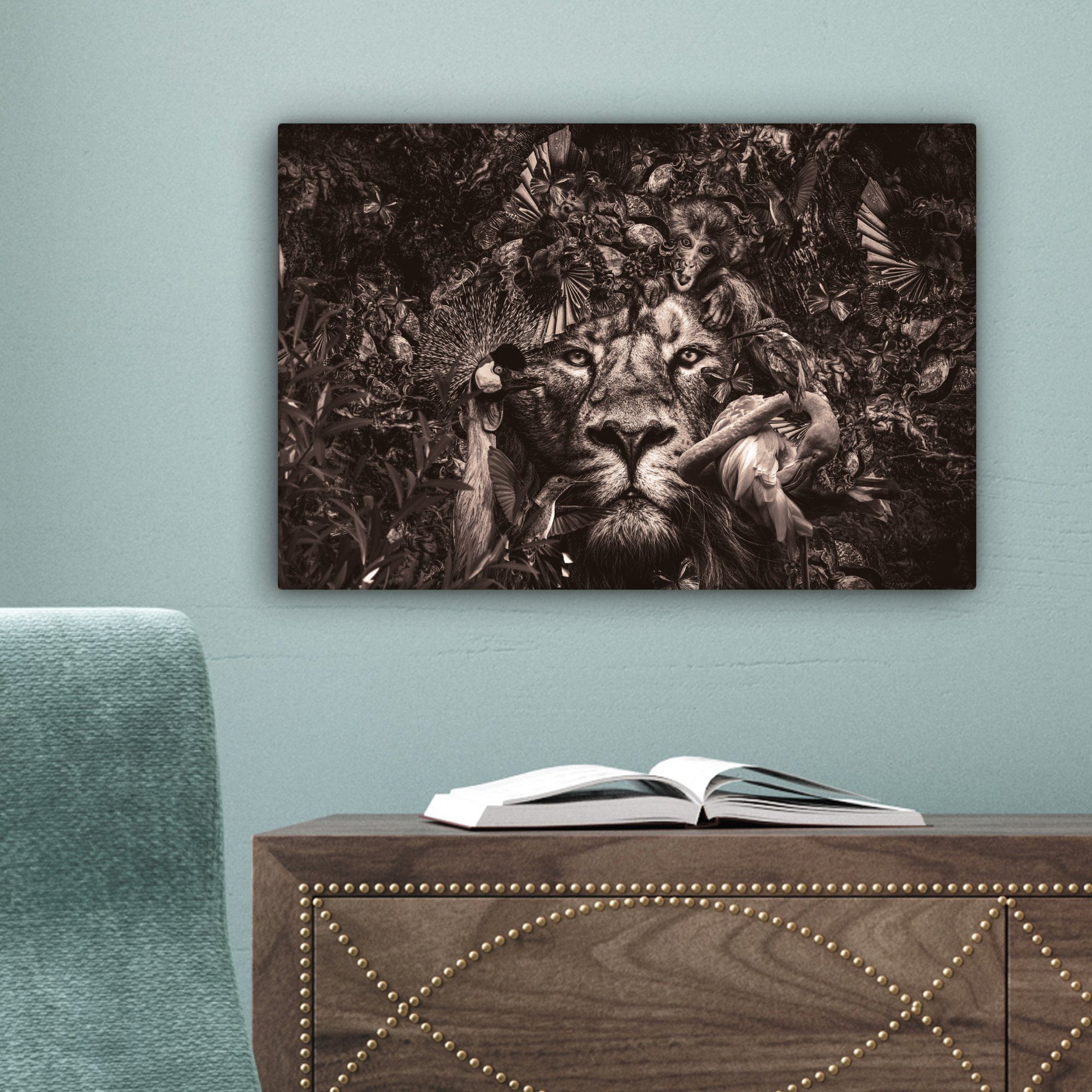 Wandbild Wanddeko, Flamingo 30x20 Tiere, - OneMillionCanvasses® Leinwandbilder, (1 - Affe St), Leinwandbild Aufhängefertig, cm