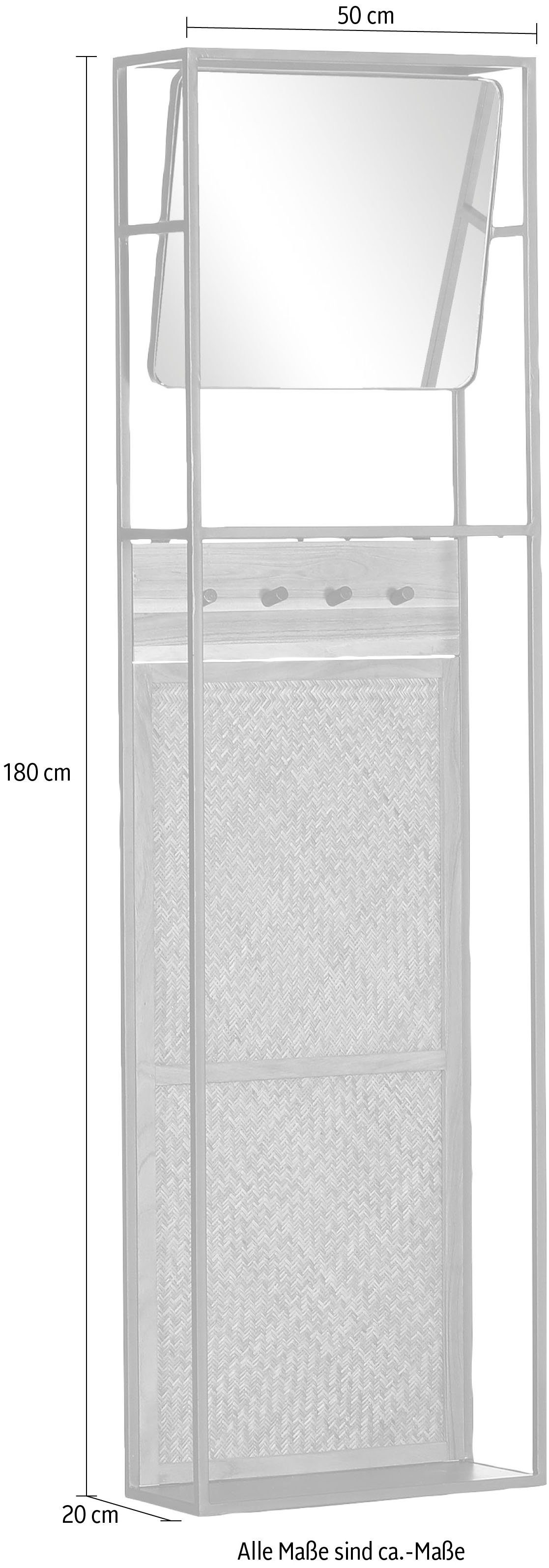 Gutmann Factory Wandgarderobe Dresscode, Garderobe, Höhe 180 cm, Hängegarderobe mit Rattangeflecht