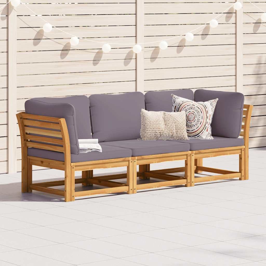 vidaXL Sofaelement 3-tlg. Garten-Lounge-Set mit Kissen Massivholz (1 St)