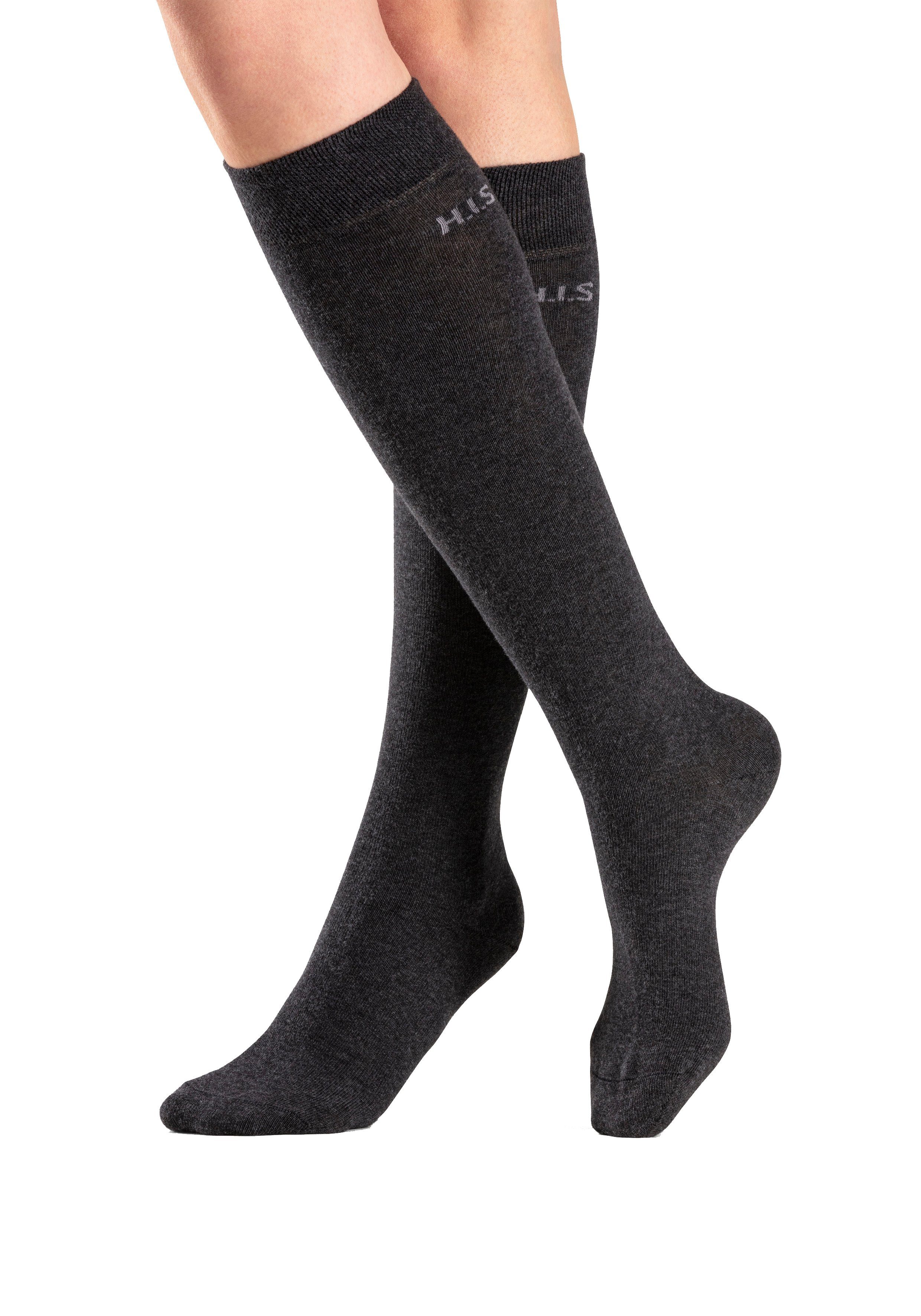 H.I.S Kniestrümpfe (Packung, 3-Paar) ohne einschneidendes Bündchen