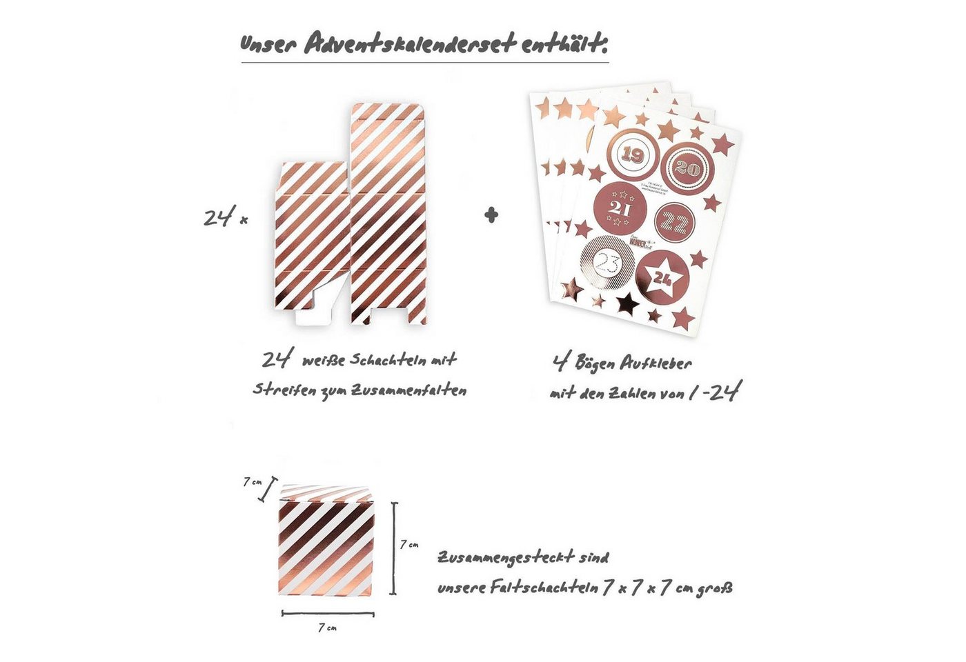 Thumbnail - Frau WUNDERVoll Kalender zum Selbstbasteln Adventskalender Vorfreude, Faltschateln rosegold