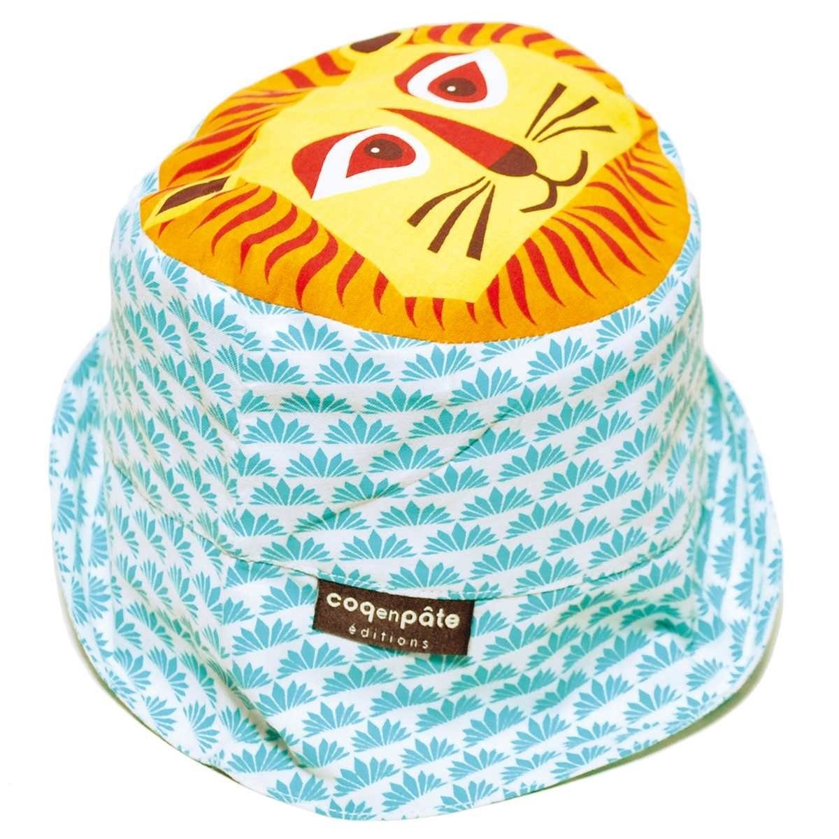 COQ EN PATE Sonnenhut und Löwe Tiermotiven Mustern Größe: Farbenfroher Sonnenschutz - mit Kinder-Hut M