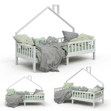 VitaliSpa® Hausbett Kinderbett Spielbett Noemi 90x200cm Weiß Rausfallschutz