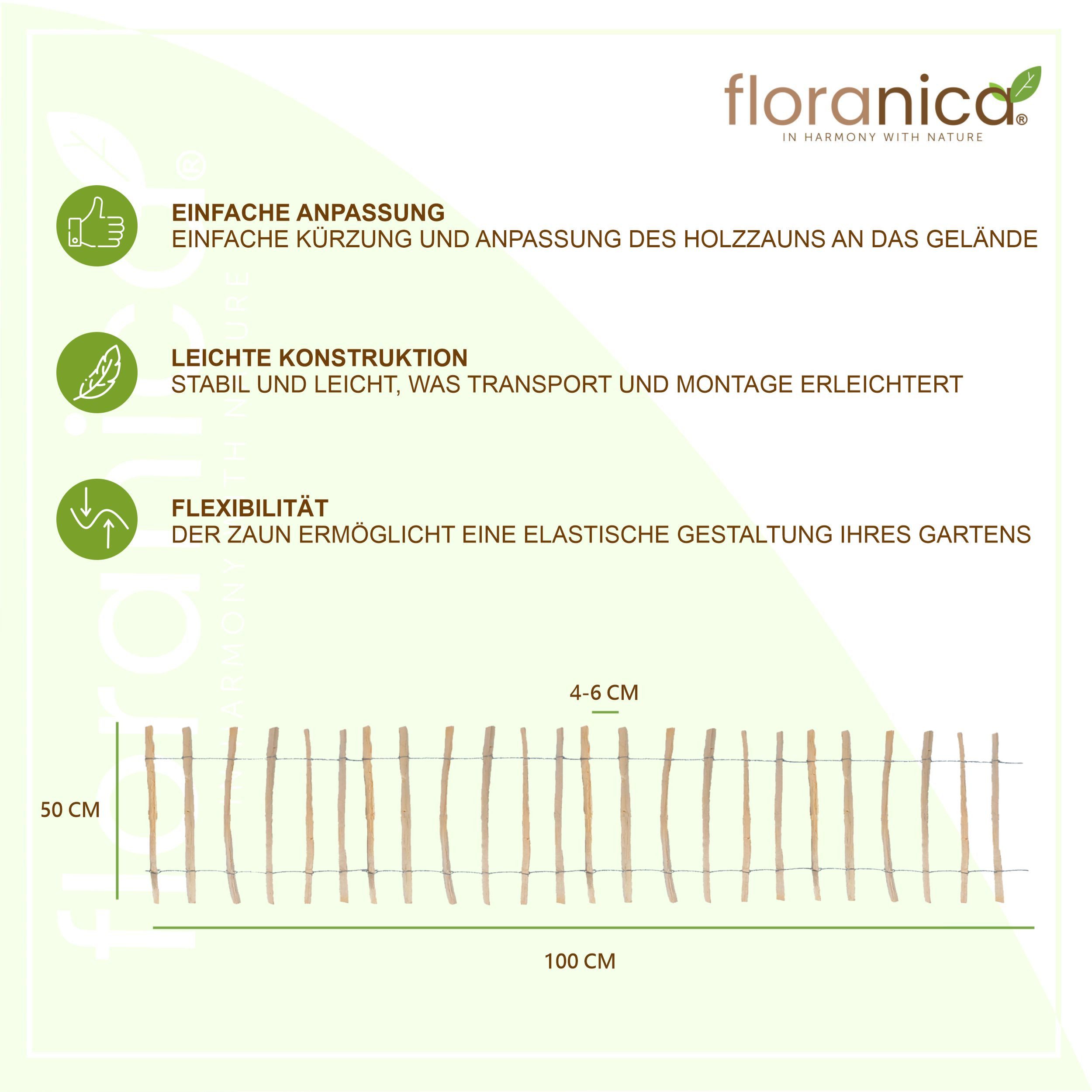 Floranica Staketenzaun Gartenzaun aus Haselnuss oder Kastanie, Steckzaun, R günstig online kaufen