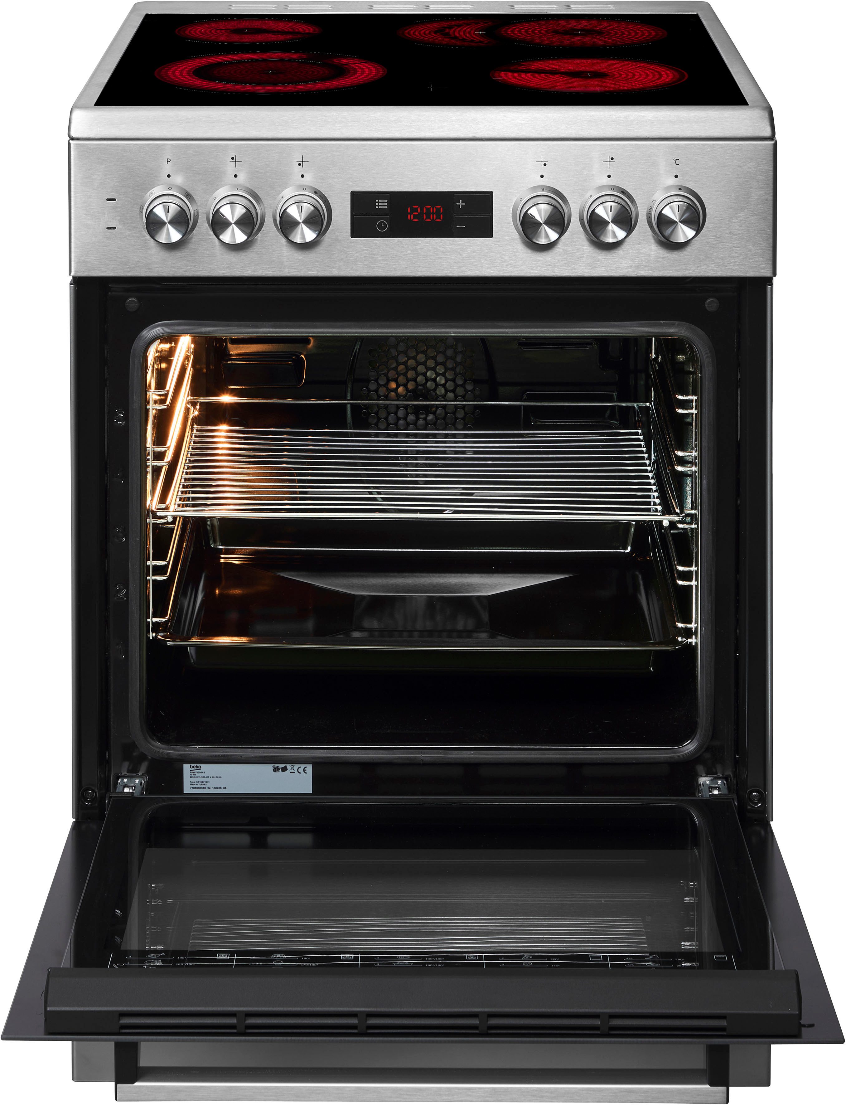 BEKO Elektro-Standherd FSM67320G, mit Teleskopauszug nachrüstbar, mit Restwärmeanzeige