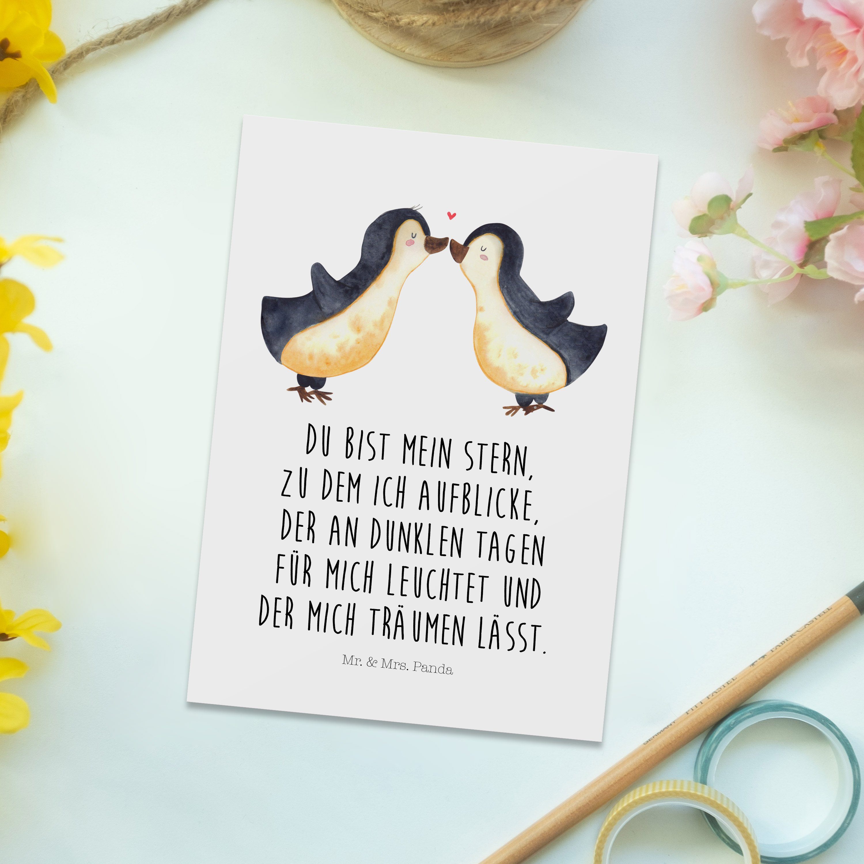 Mr. Postkarte Pinguin Mrs. Geschenk, & Lie Jahrestag, - - Weiß Liebespaar, Panda Liebe Heiraten,