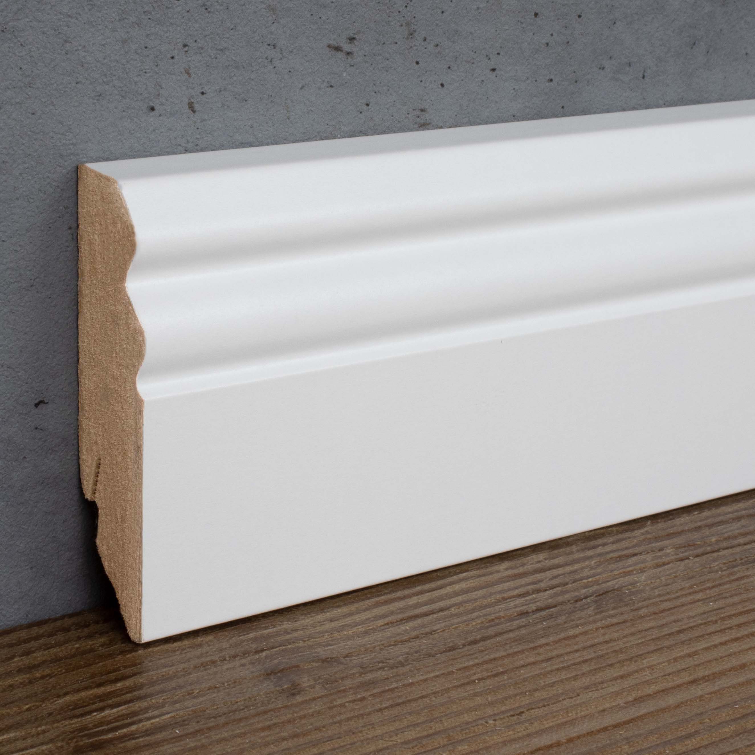 PROVISTON Sockelleiste MDF, 18 x 70 mm, Weiß,Fußleiste, klassisch, L: 240 cm, 1-teilig, 1-St., Einzelpack, Berliner Profil