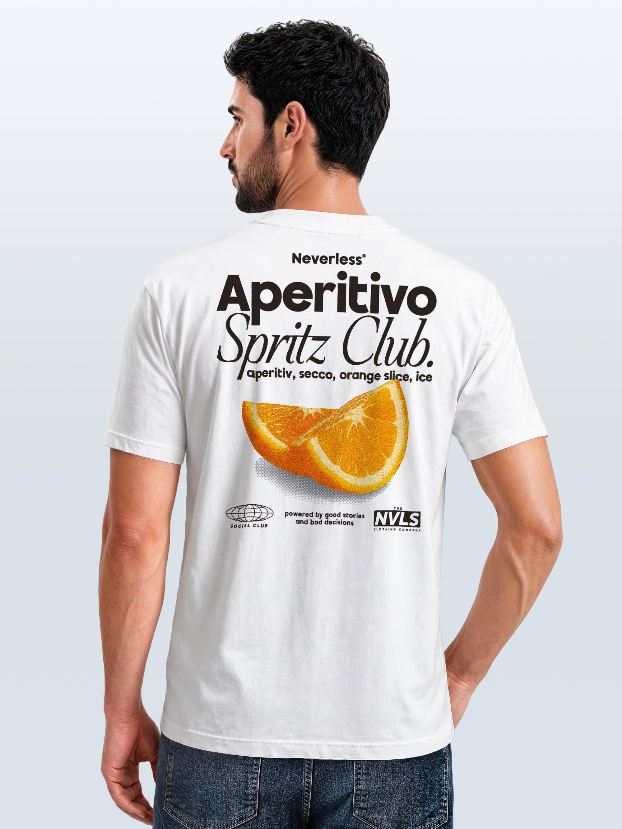 Neverless Print-Shirt Herren T-Shirt Backprint Aperitivo Spritz Club Orange Sommer Früchte mit Print