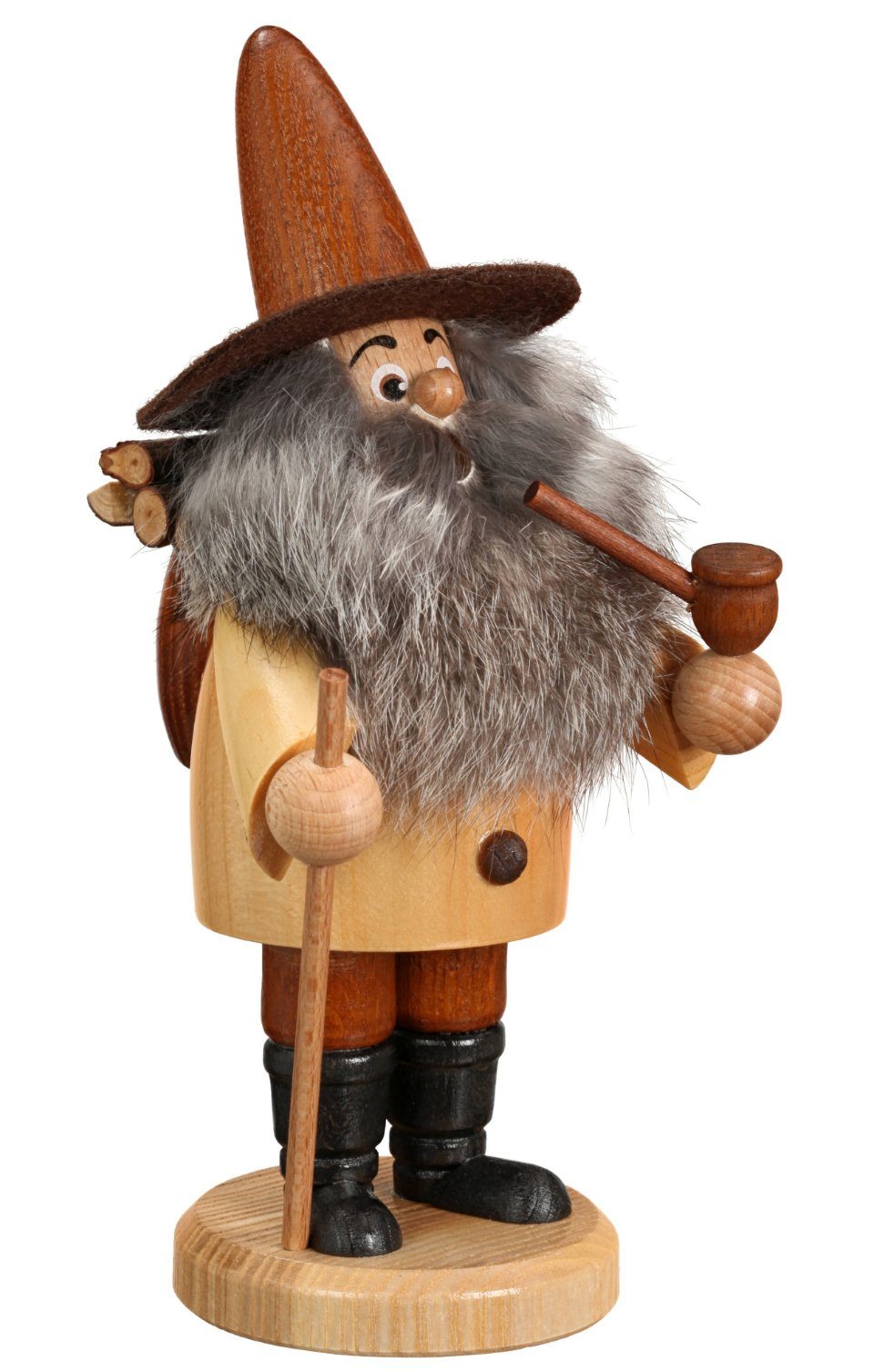 DWU - Drechselwerkstatt Uhlig Räuchermännchen DWU Räuchermann Wichtel Holzsammler natur, (1 St), Handarbeit aus dem Erzgebirge