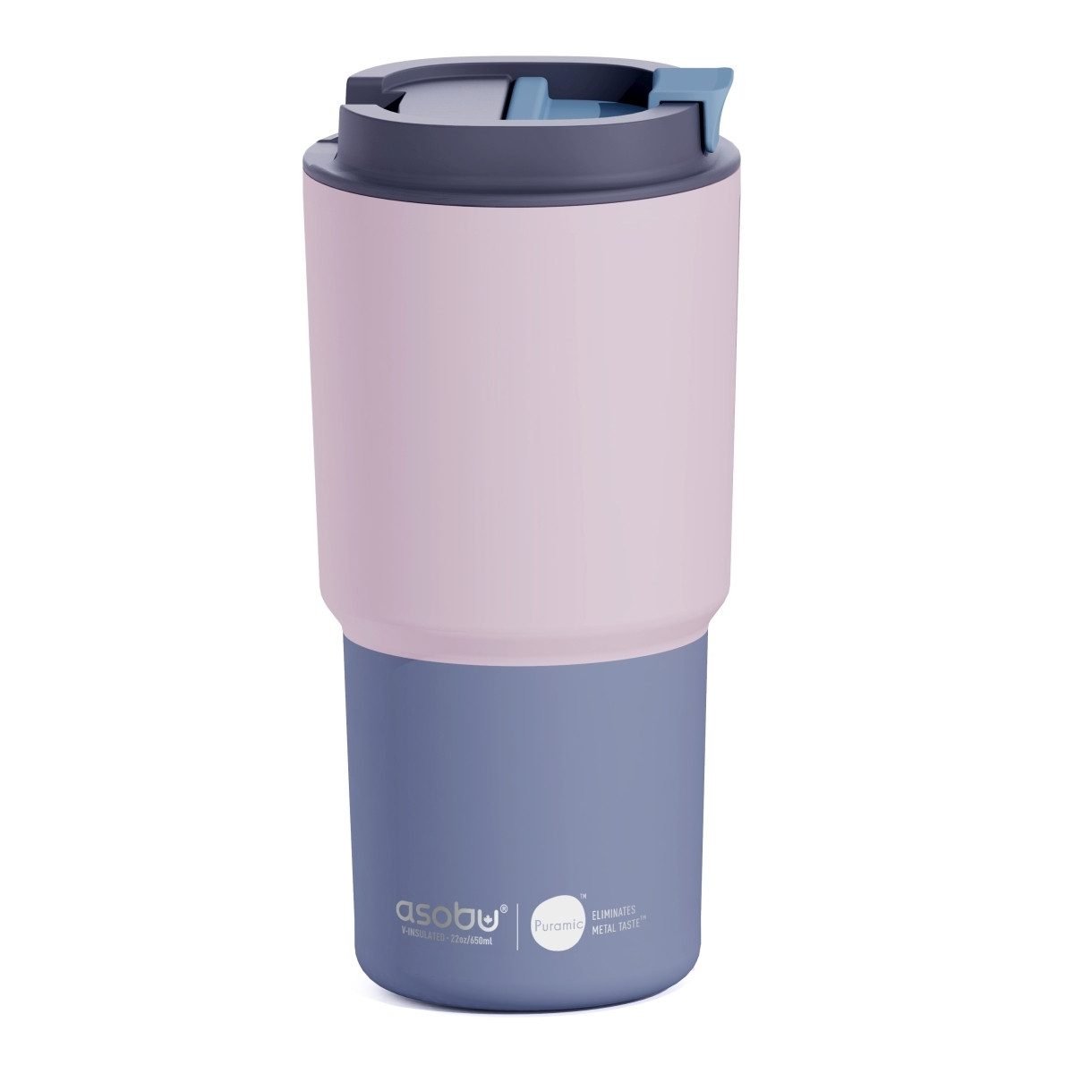 ASOBU Coffee-to-go-Becher Asobu Coffee to Go Becher 650ml Pastel Puramic-Keramik auslaufsicher, 650 ml Fassungsvermögen, Puramic-Keramikbeschichtung