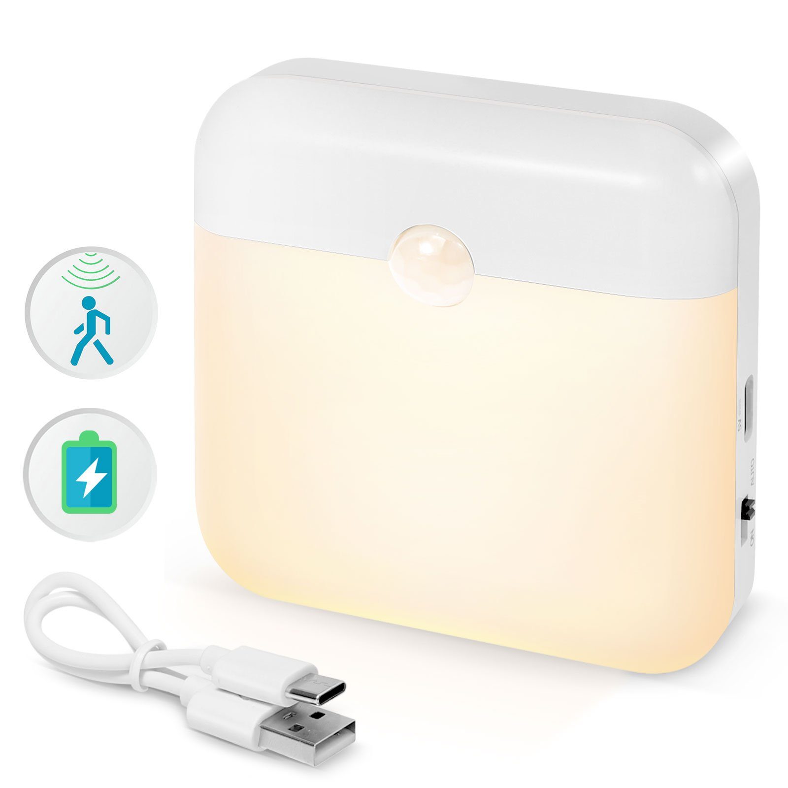 LED Nachtlicht LED-Schrankleuchte, mit Bewegungssensor, wiederaufladbar, Schlafzimmer