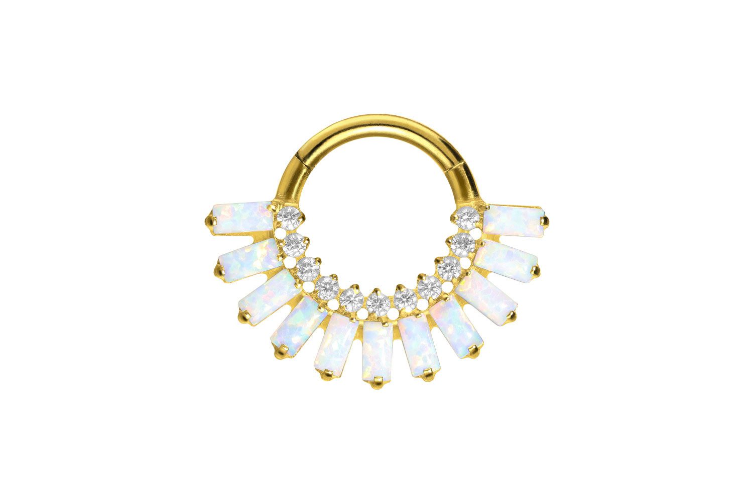Nasenpiercing Titan Segmentring Clicker EINGEFASSTE KRISTALLE + SYNTHETISCHE OPALE