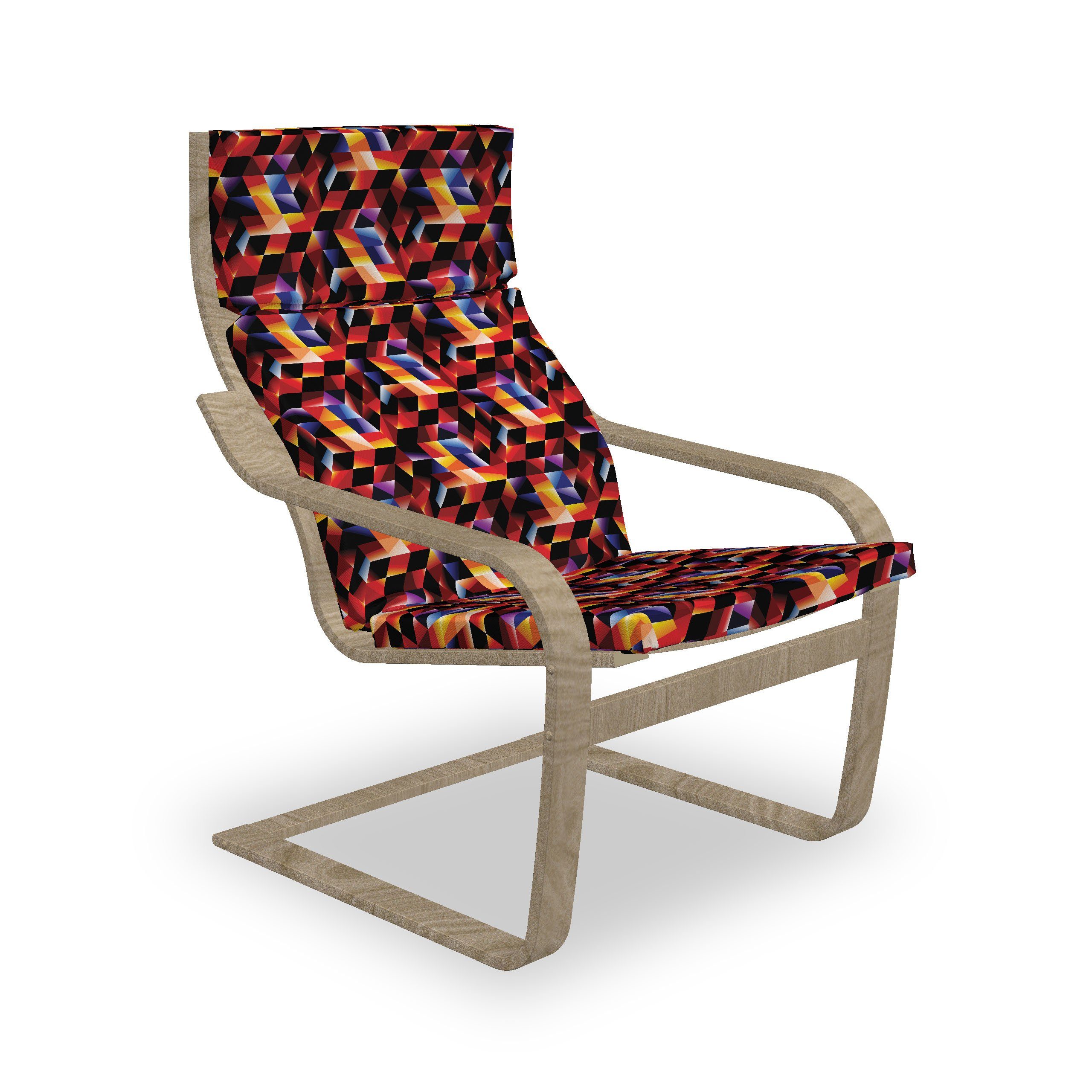Futuristischer Stuhlkissen Reißverschluss, mit Geometrisch Sitzkissen Stuhlkissen mit Hakenschlaufe Fractal und Abakuhaus