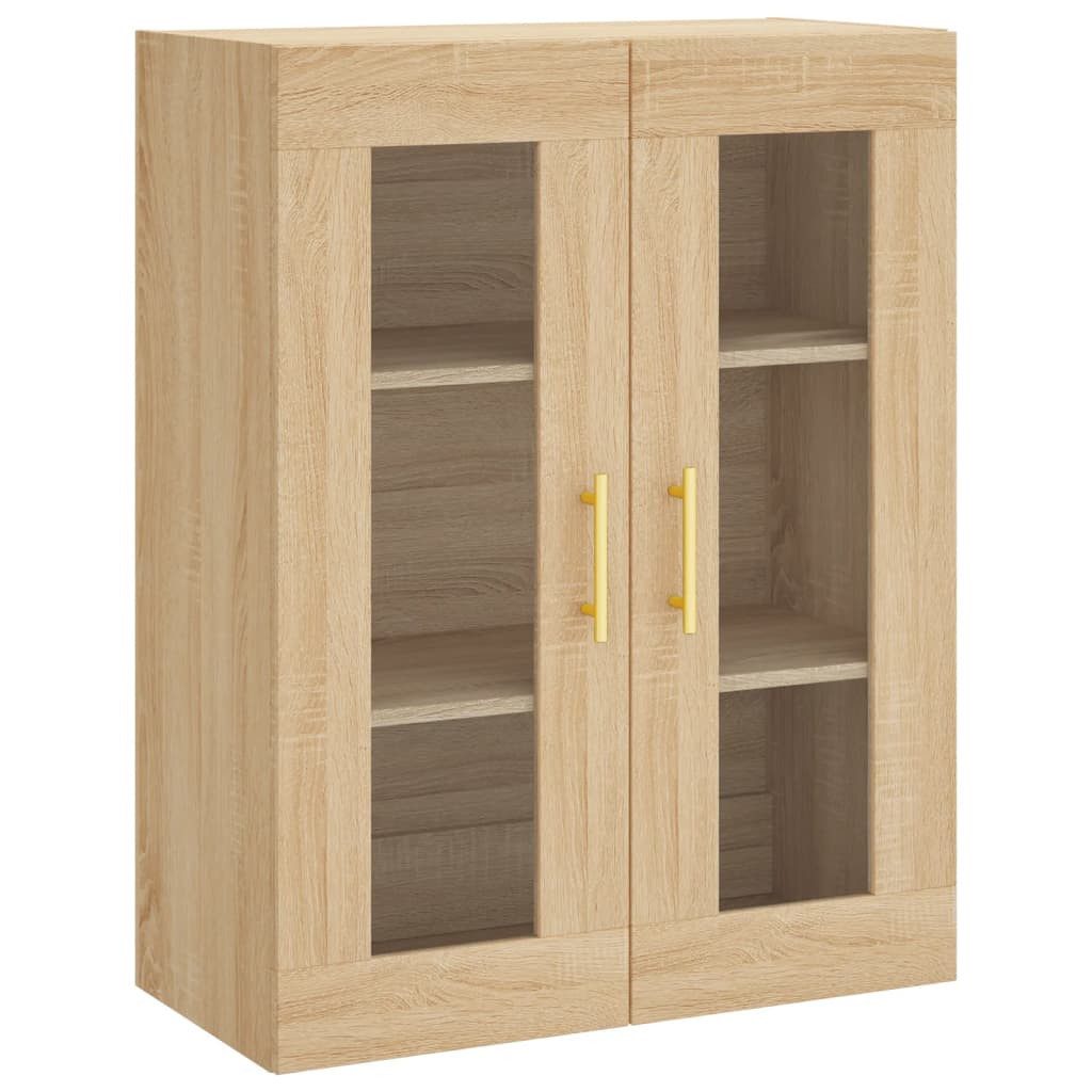 vidaXL Vitrine NA Wandschrank Sonoma Eiche 69,5x34x90 cm Glas Vitrine Hängeschrank