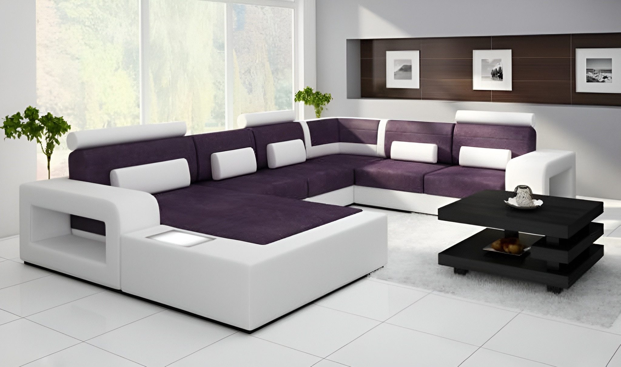 Xlmoebel Wohnlandschaft Sofa mit USB-Anschluss und integrierter Beleuchtung, Wohnlandschaft, Hergestellt in Europa