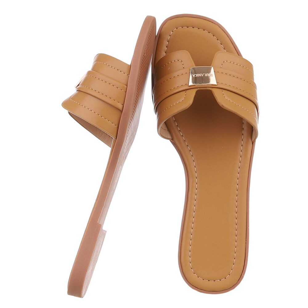 Ital-Design Elegante Sandaletten für entspannte Tage Pantolette (89322969) Blockabsatz Pantoletten in Camel