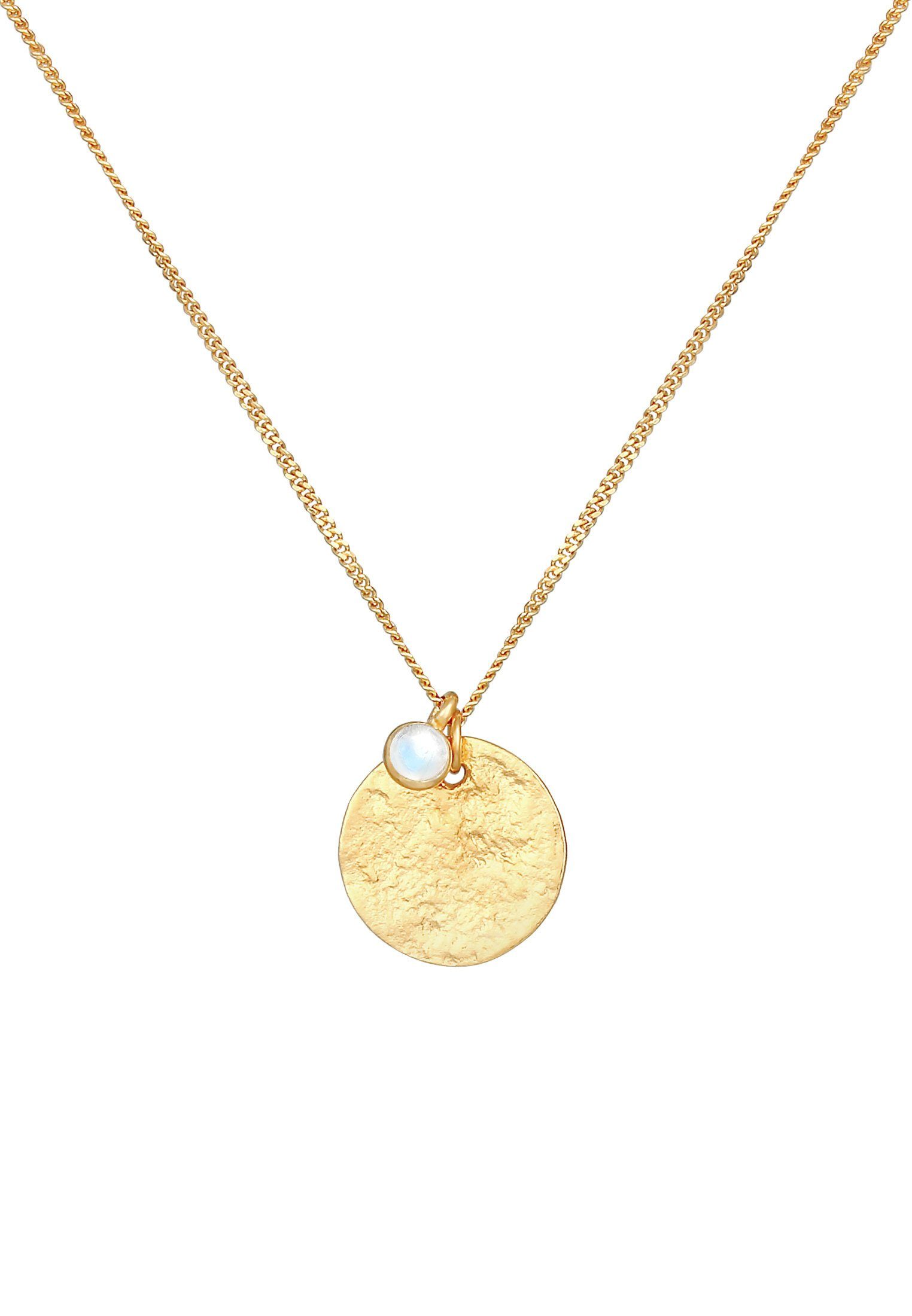Elli Kette mit Anhänger Plättchen Vintage Mondstein Solitär 925 Silber, Plä günstig online kaufen