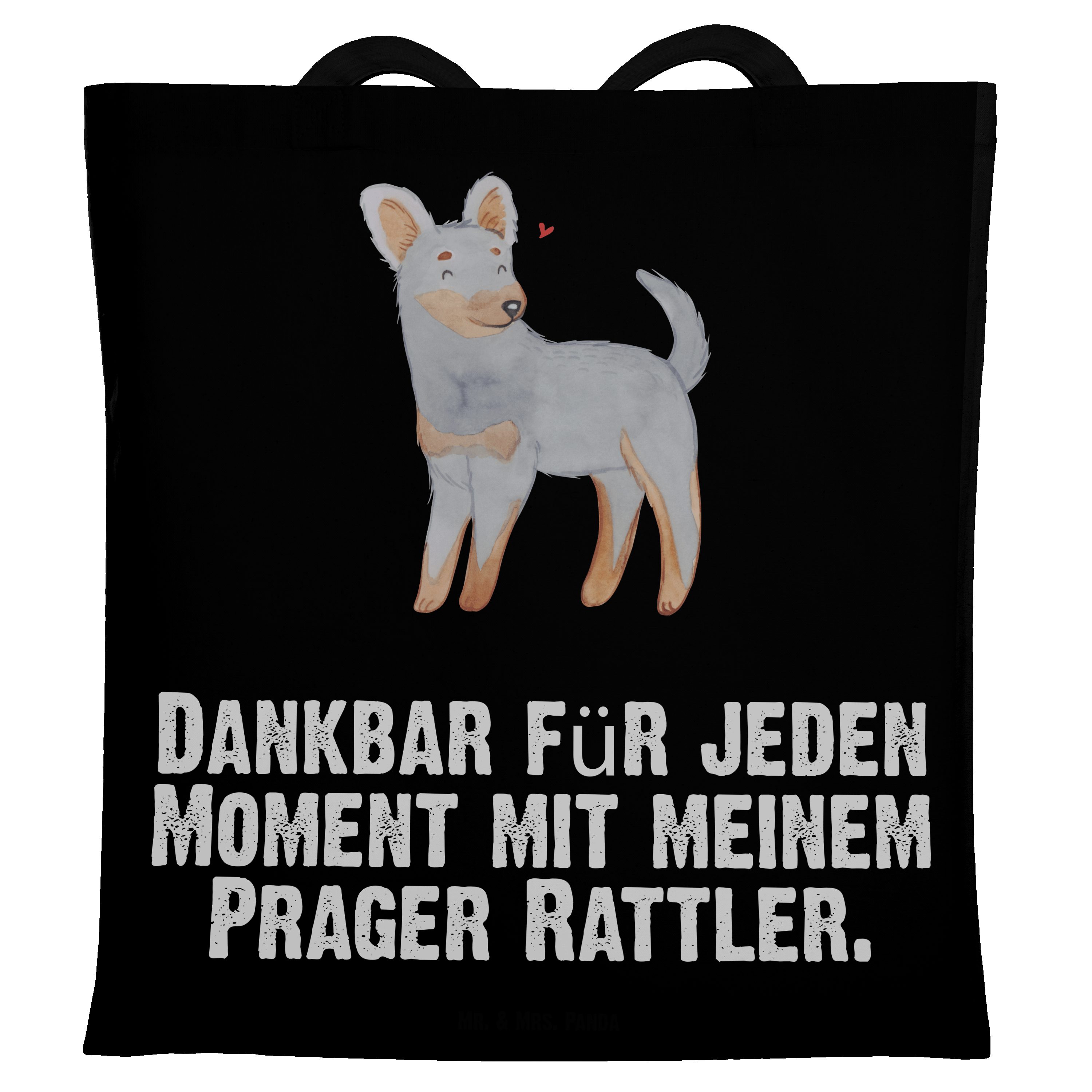 Mr. & Mrs. Panda Tragetasche Prager Rattler Moment - Schwarz - Geschenk, Jutebeutel, Hundebesitzer (1-tlg)